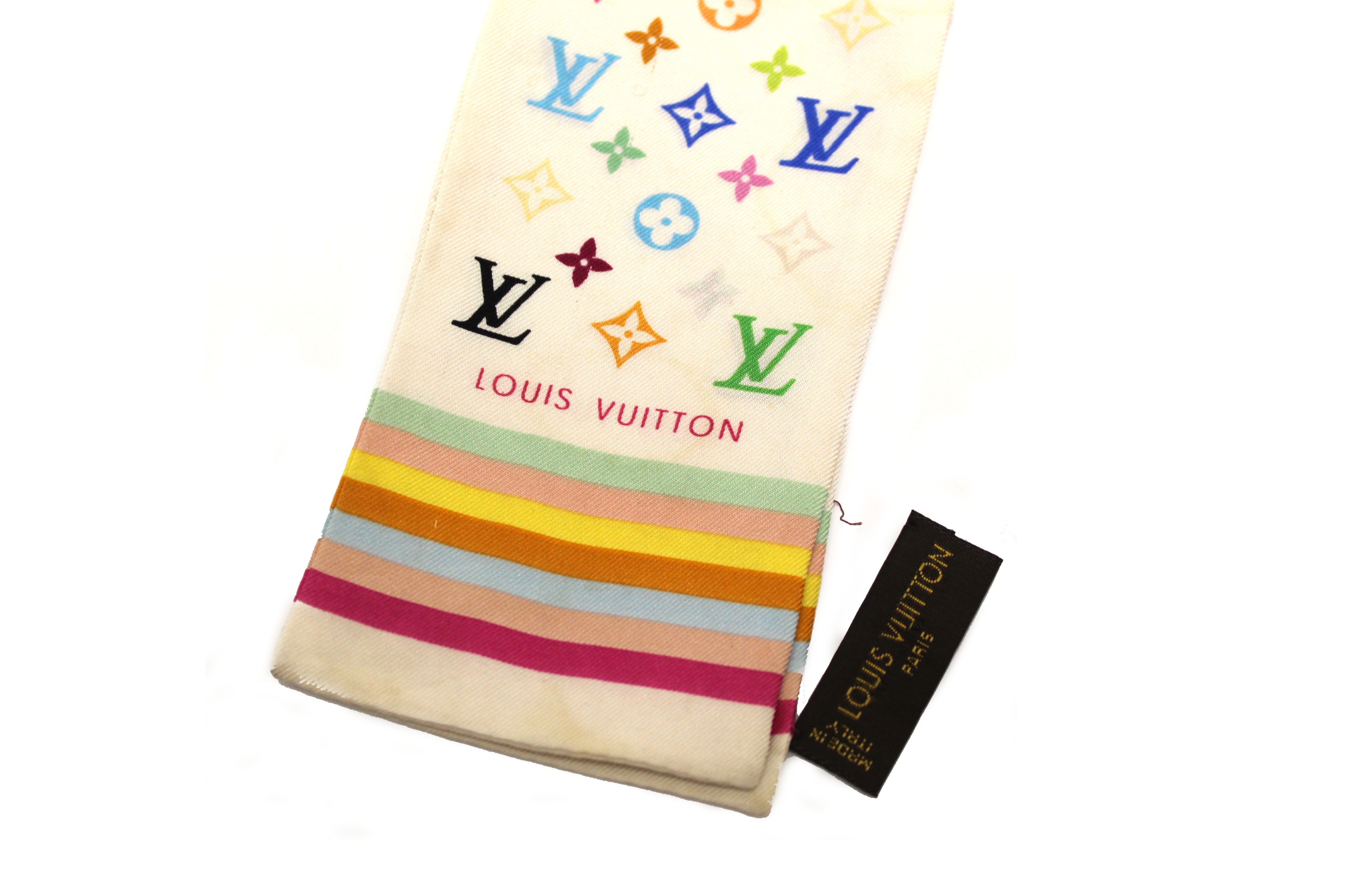 Authentic Louis Vuitton Monogram Multicolor White Twilly Bandeau Scarf –  Paris Station Shop