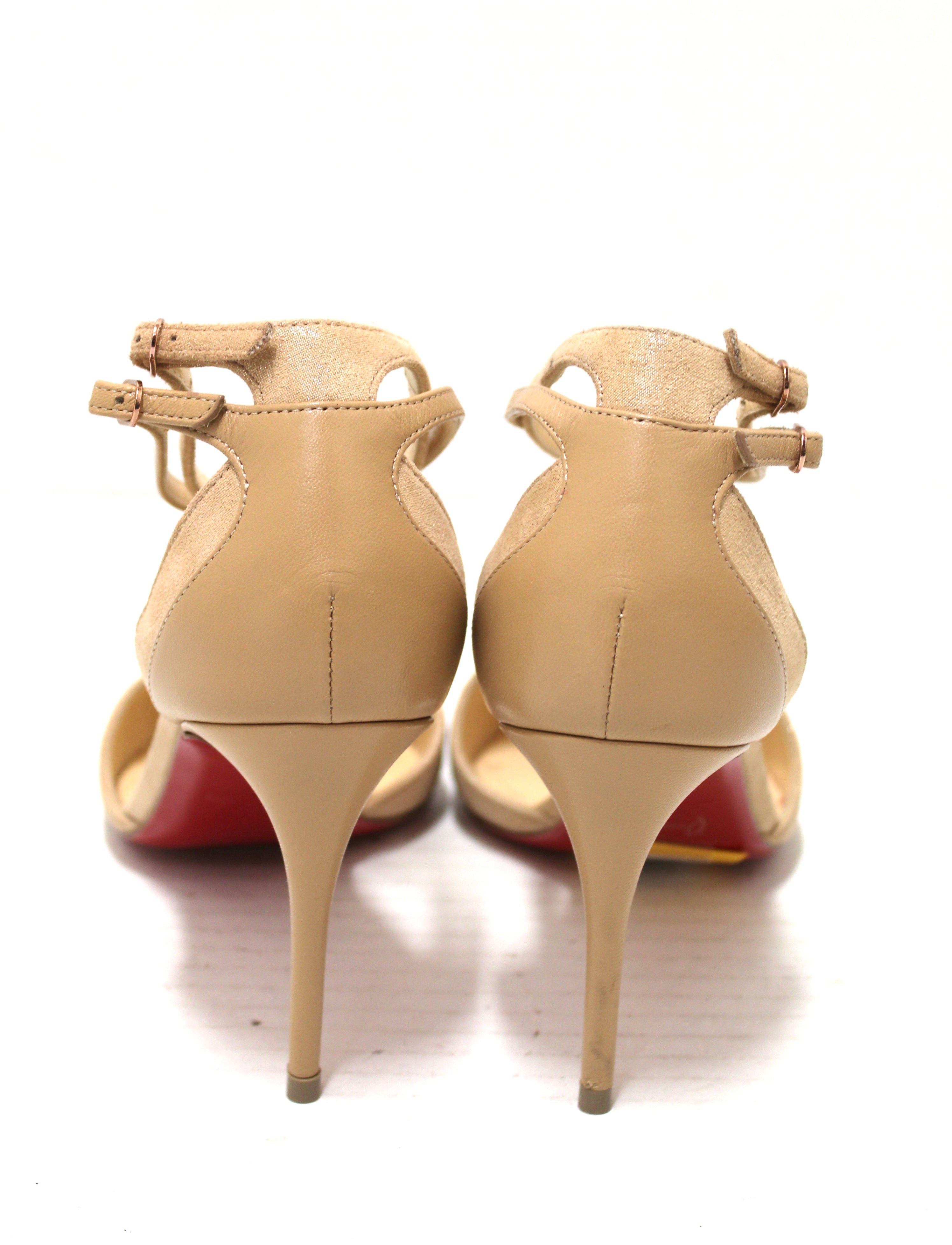 Authentic Christian Louboutin Beige Nude Uptown Double 85 Pumps Shoes Size 36