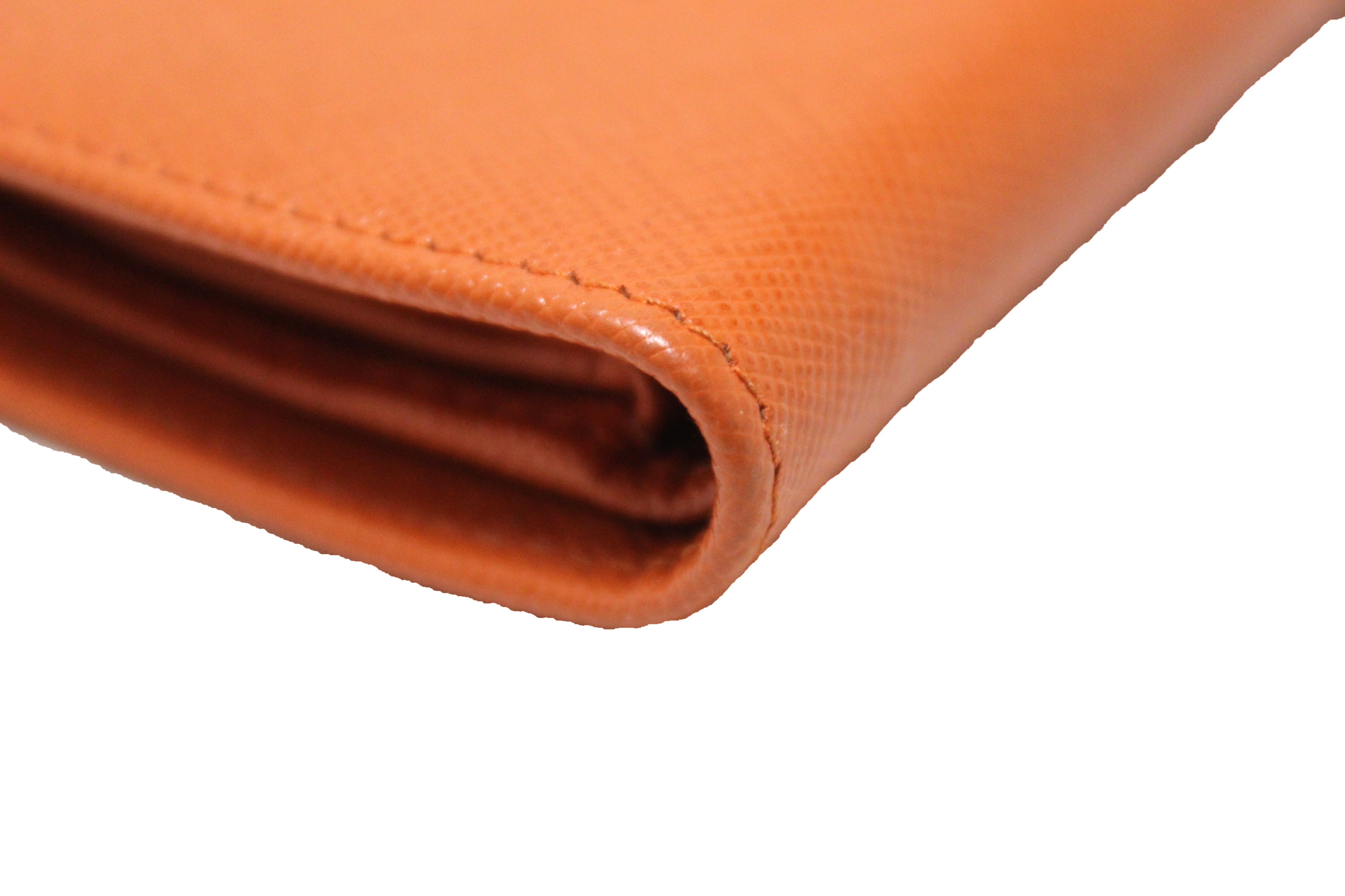 Authentic Prada Orange Saffiano Leather Small Wallet