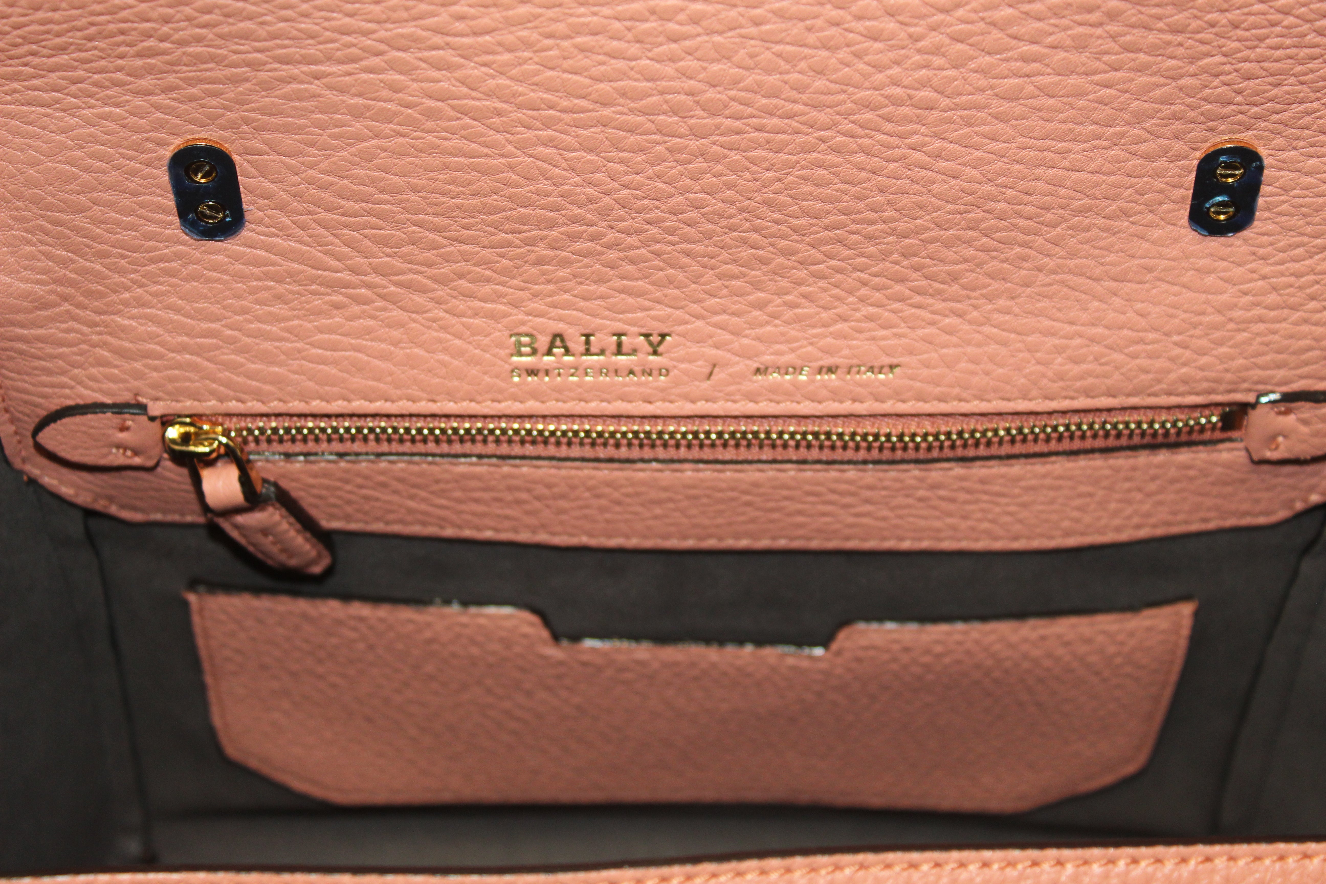 Authentic NEW Bally Pink Rose Leather B Turn Top Handle Bag