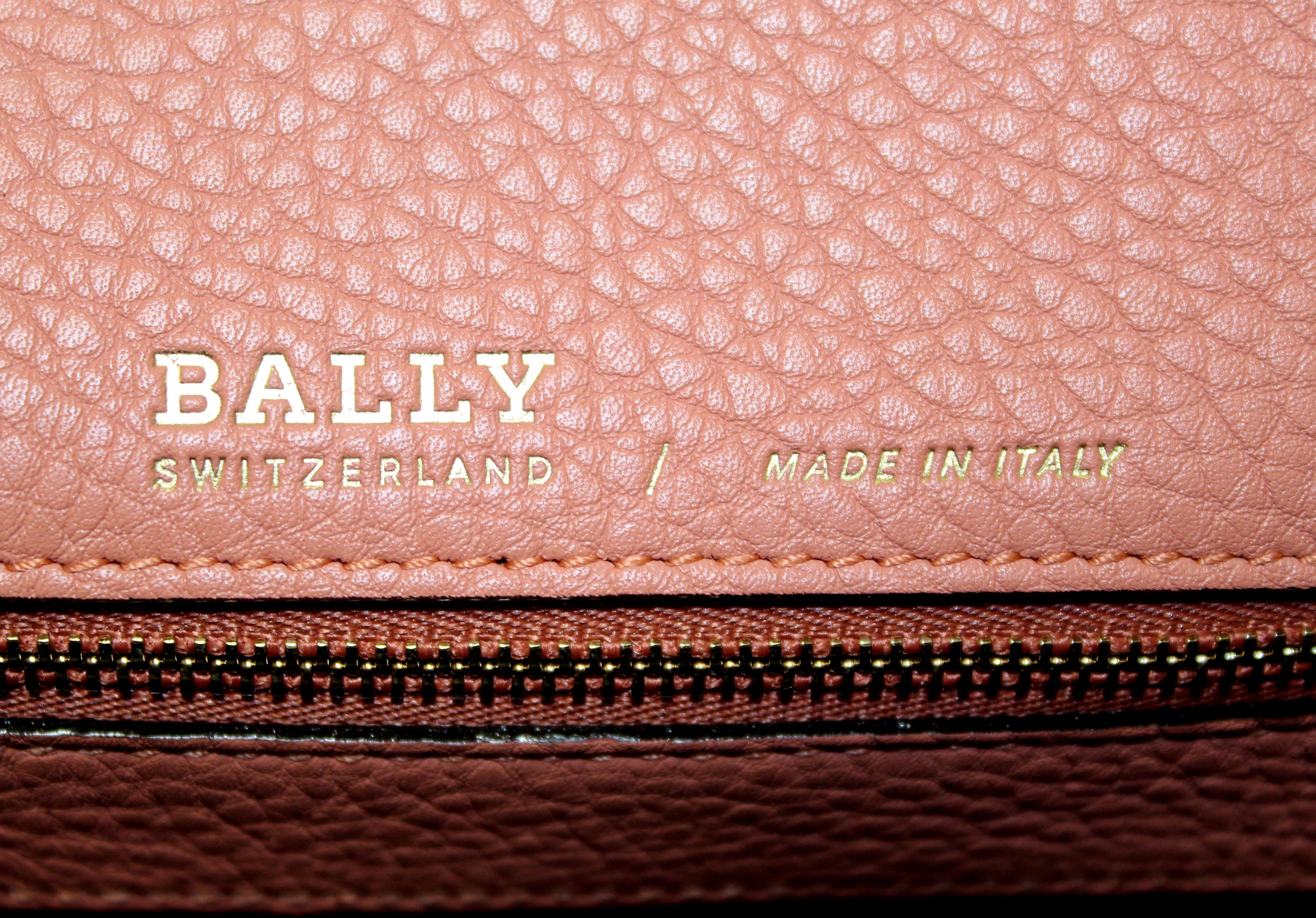 Authentic NEW Bally Pink Rose Leather B Turn Top Handle Bag