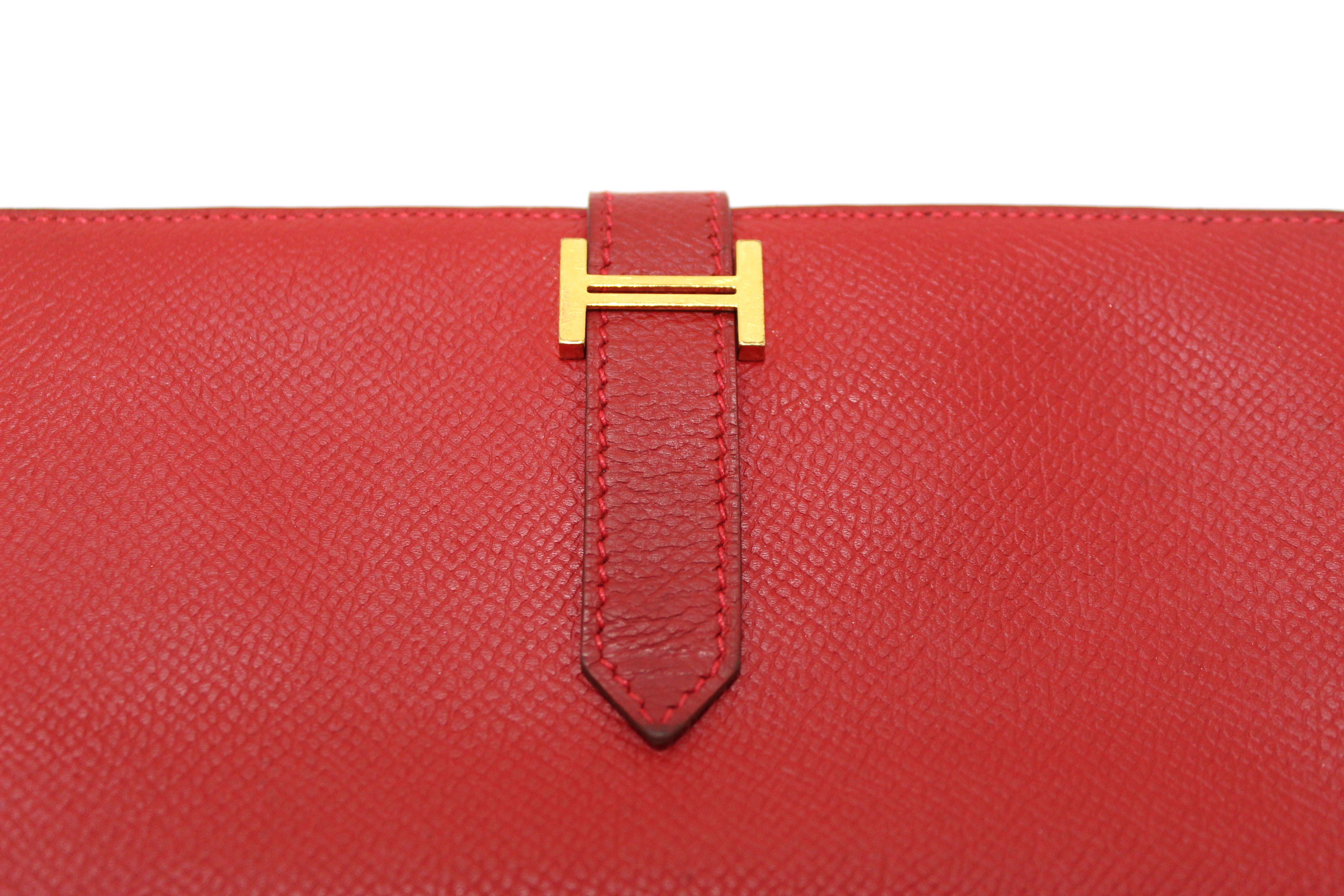 Leather wallet Hermès Red in Leather - 25783146