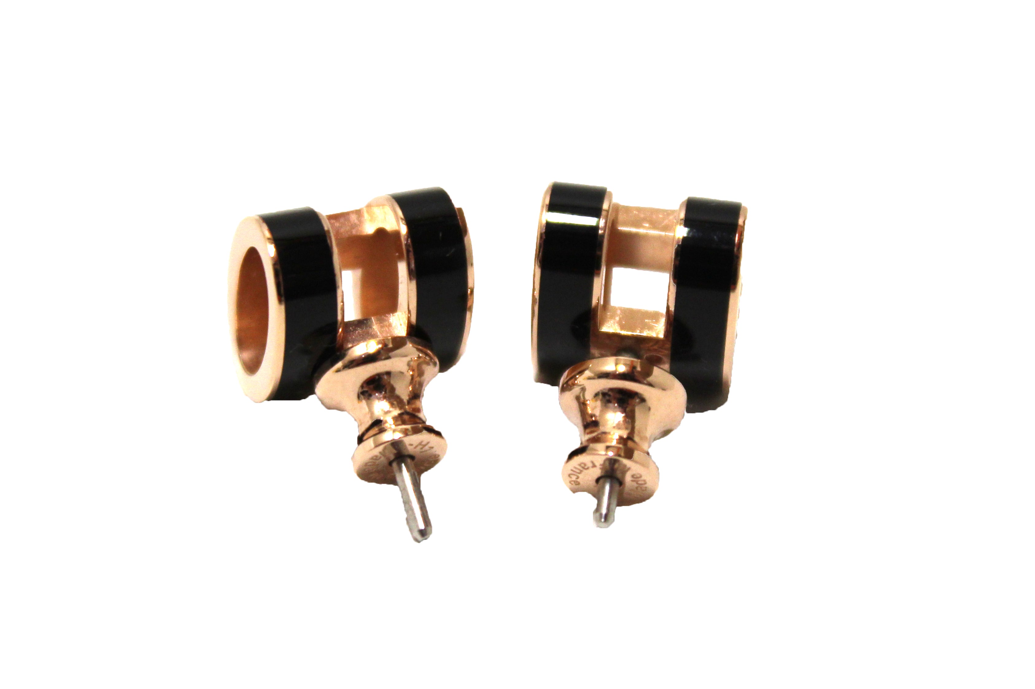 Authentic Hermes Black Lacquered Metal Mini Pop H Earring