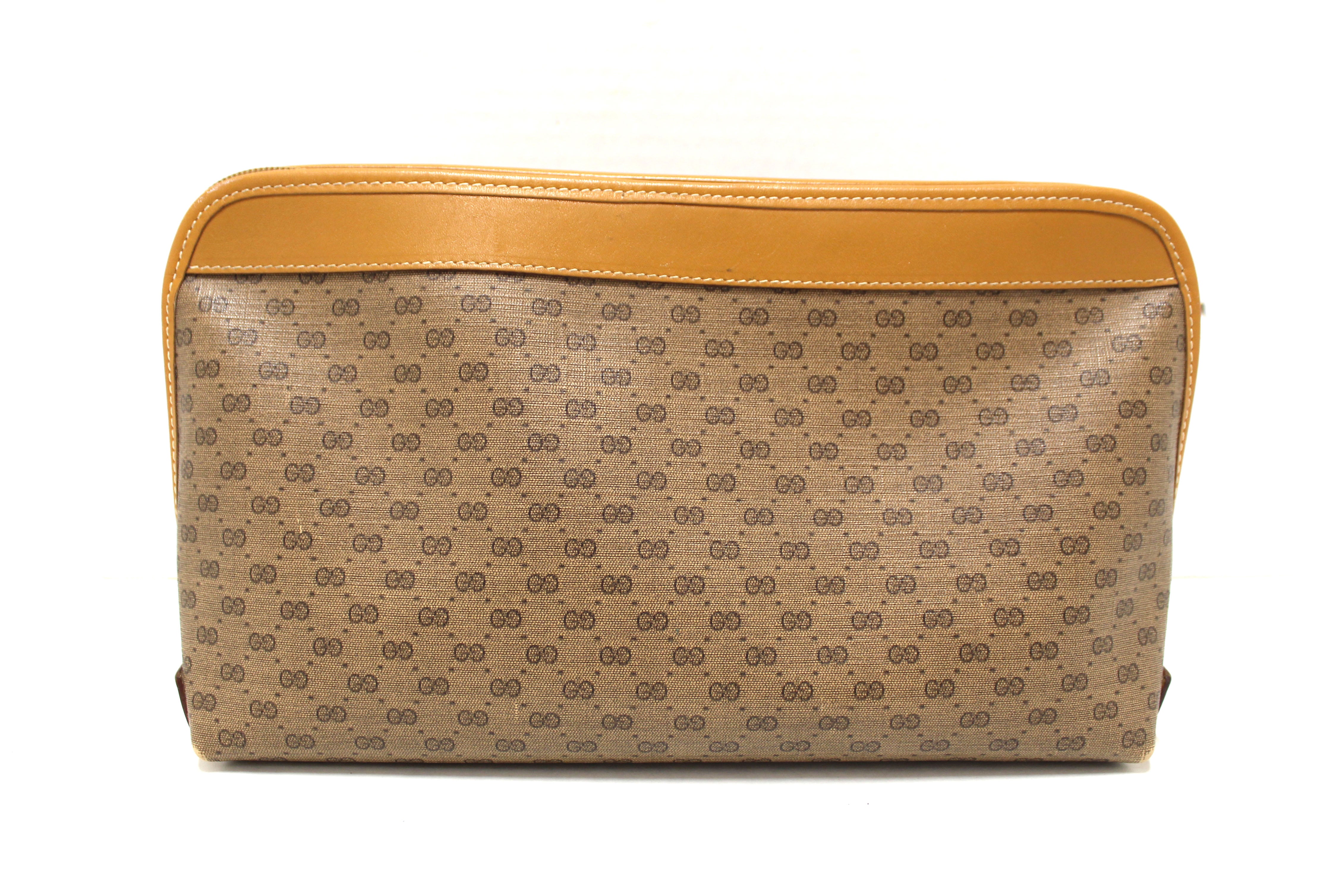 Authentic Gucci Vintage Brown GG Guccissima Canvas Large Cosmetic Case