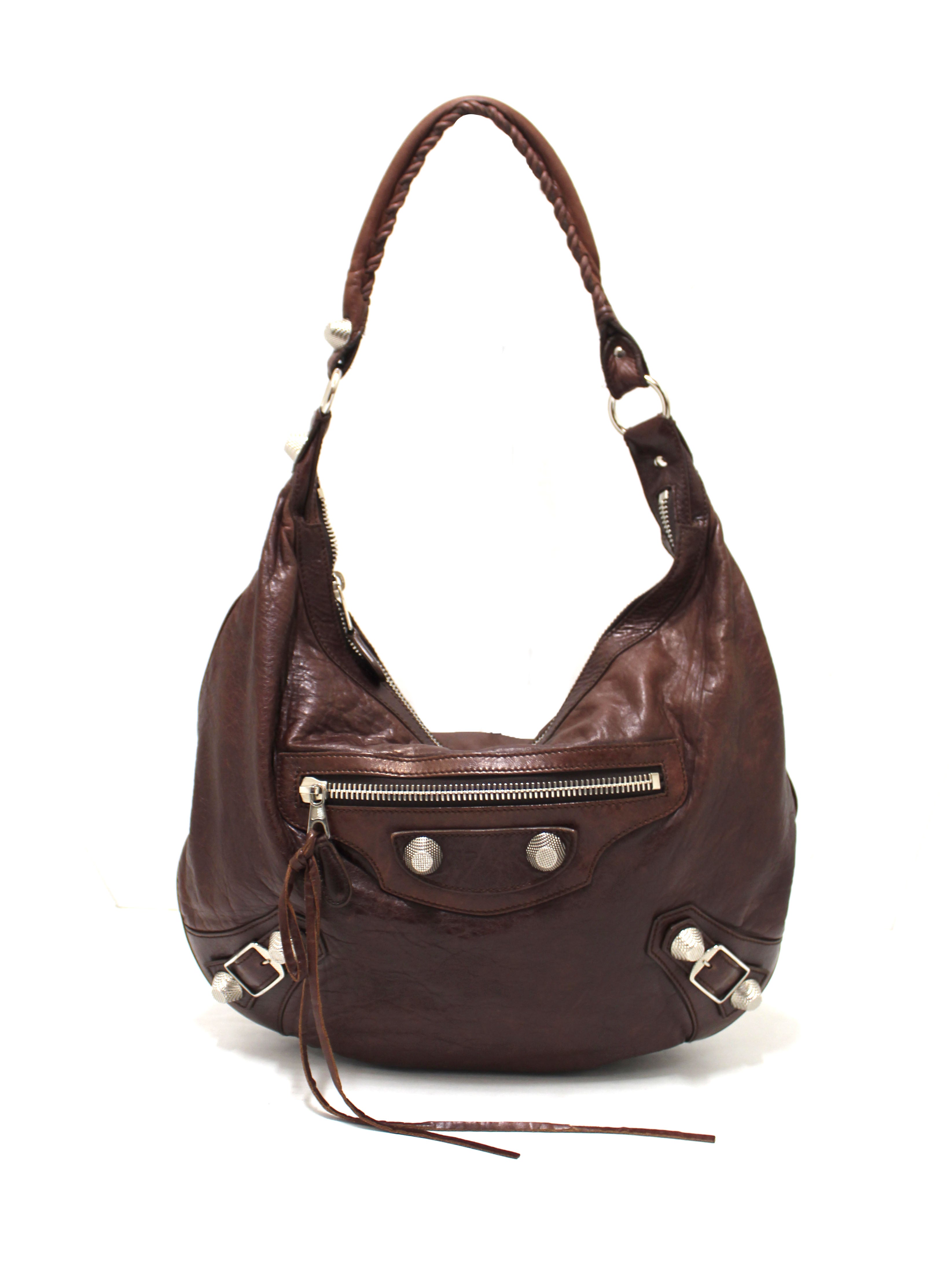 Authentic Balenciaga Brown Chevre Leather Giant 21 Hobo Bag