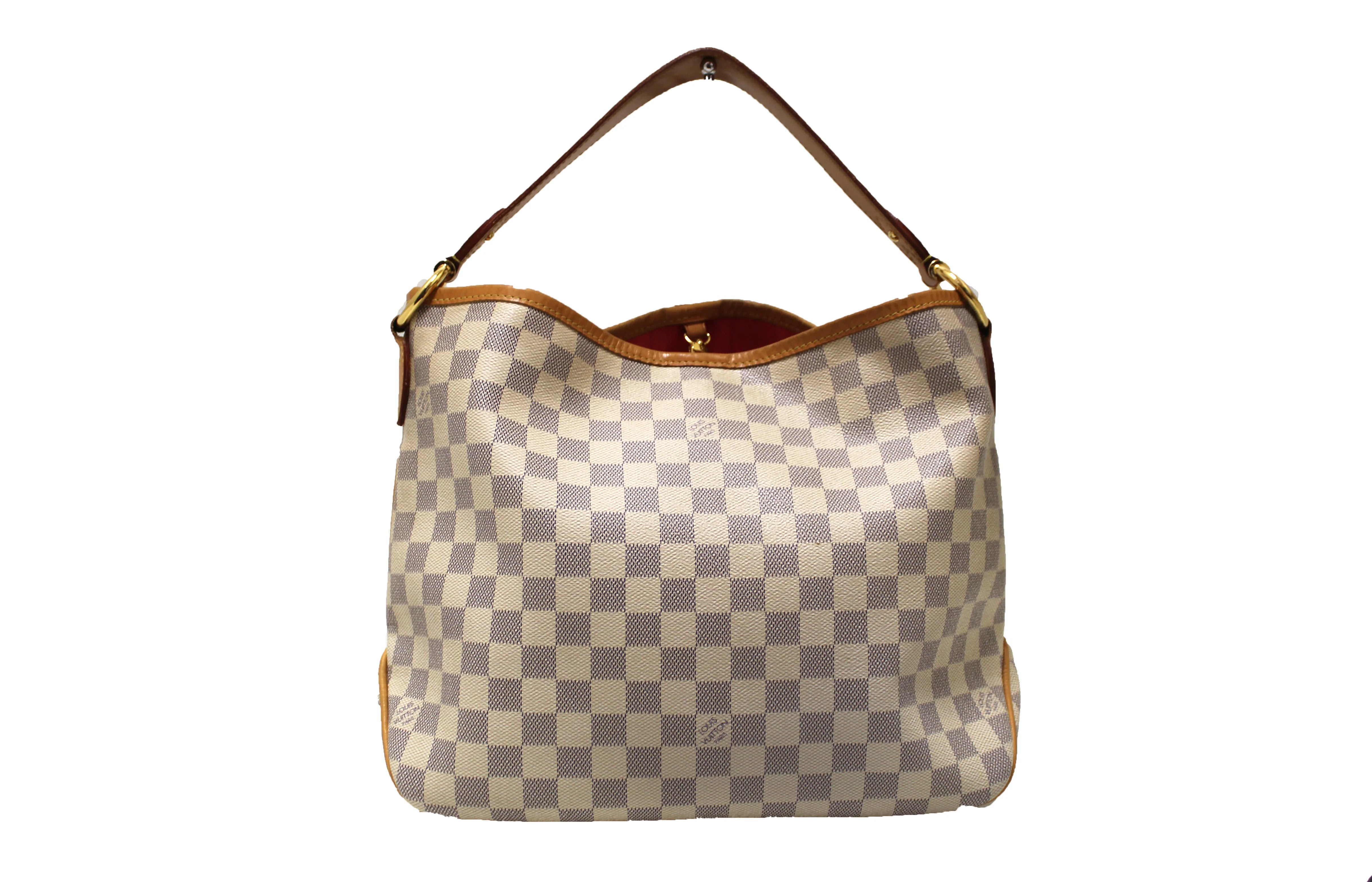 Louis+Vuitton+Delightful+Tote+GM+Brown+Leather+Zipper+Pocket for