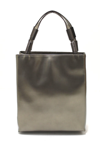 Authentic Salvatore Ferragamo Sage Green Shiny Leather Small Tote Bag