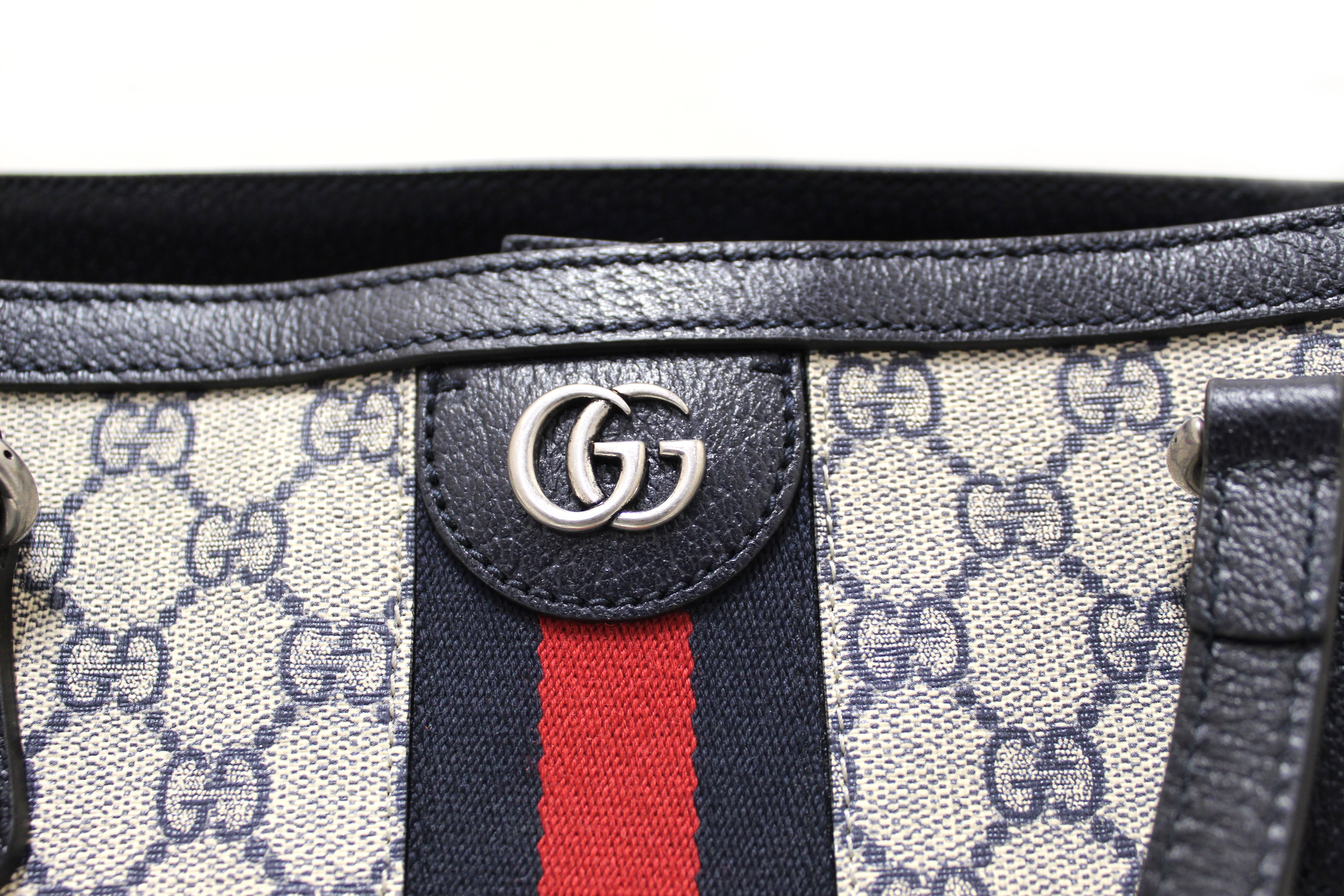 NWT Authentic Gucci Blue Denim Ophidia Tote Bag
