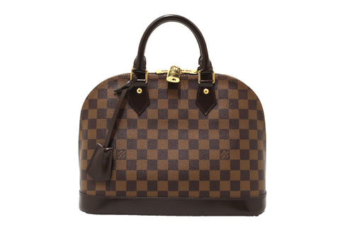 Authentic Louis Vuitton Damier Ebene Canvas Classic Alma PM Hand Bag