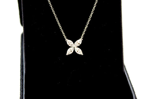 Authentic Tiffany&Co Platinum with Marquise Diamonds Medium Victoria Pendant Necklace