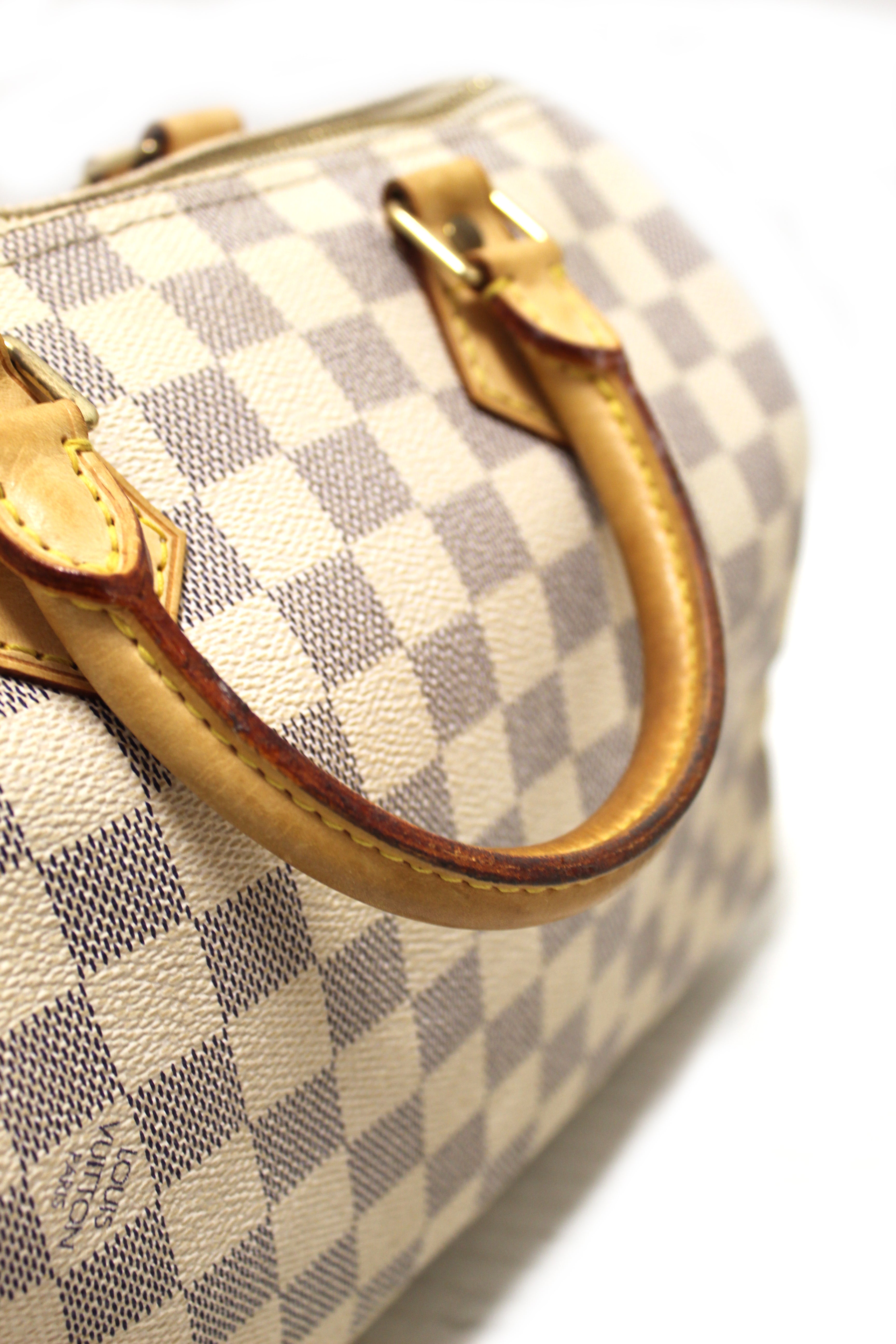 Authentic Louis Vuitton Damier Azur Canvas Speedy 25 Handbag
