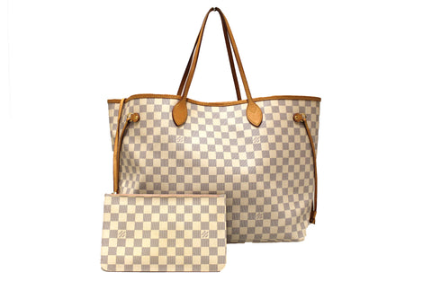 Authentic Louis Vuitton Damier Azur Neverfull GM Tote Shoulder Bag