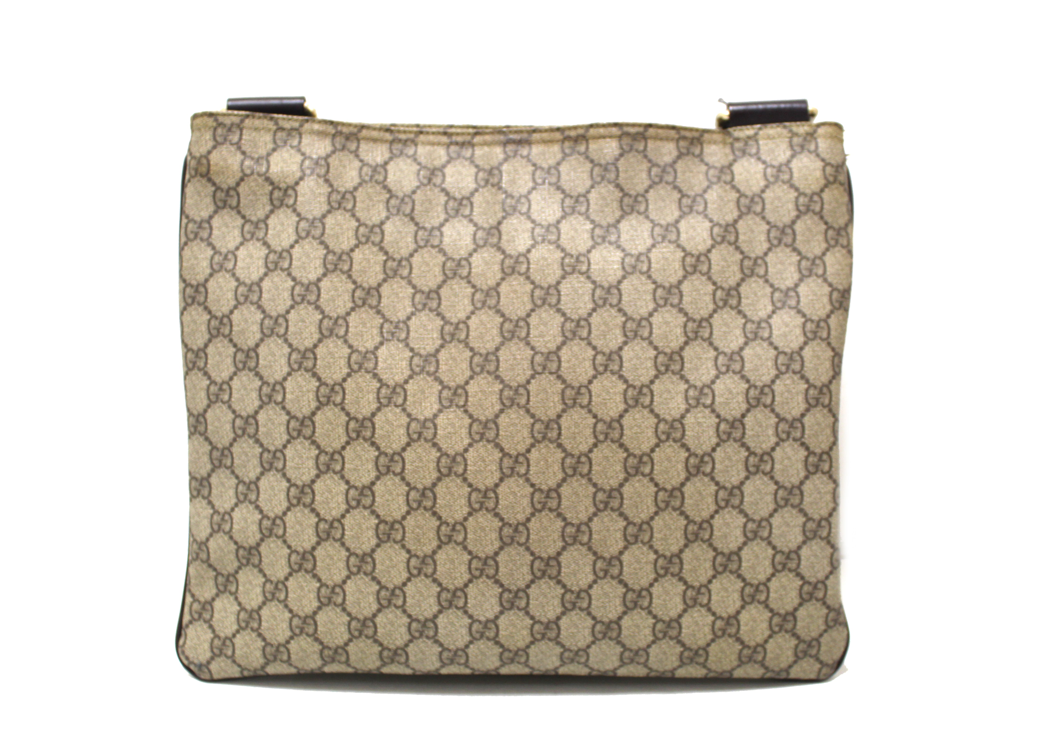 Authentic Gucci GG Monogram Coated Canvas Medium Messenger Bag 201446