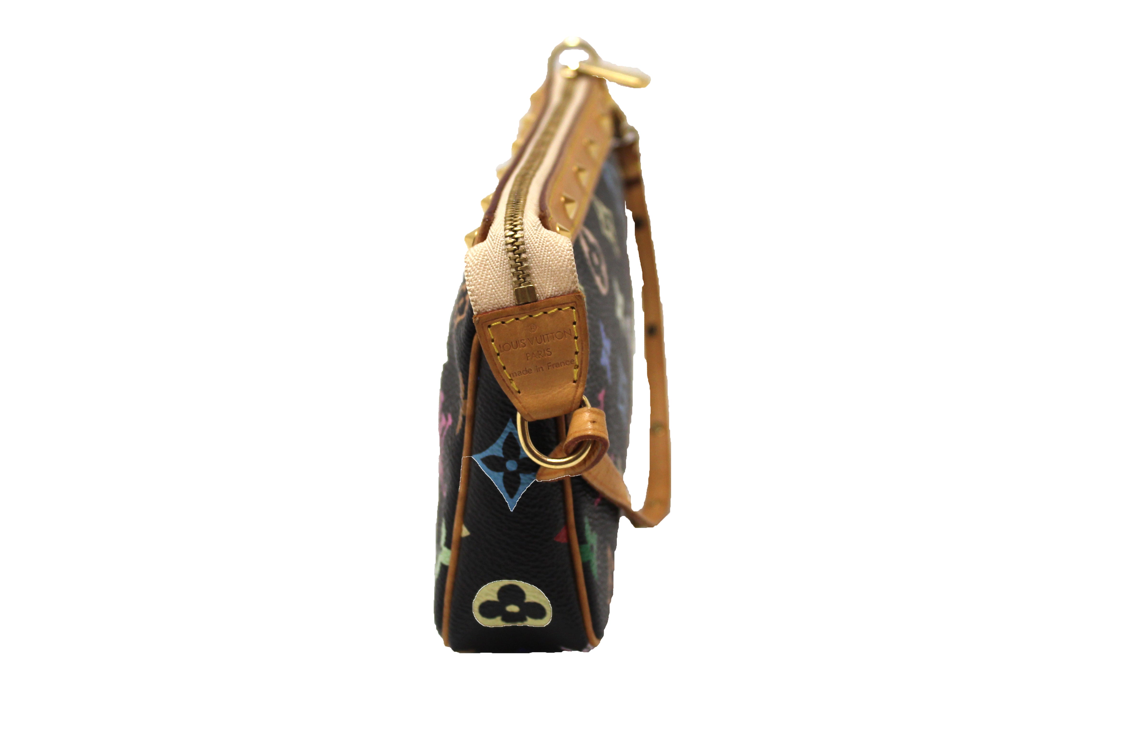 Authentic Louis Vuitton Black Multicolor Pochette Accessories Handbag