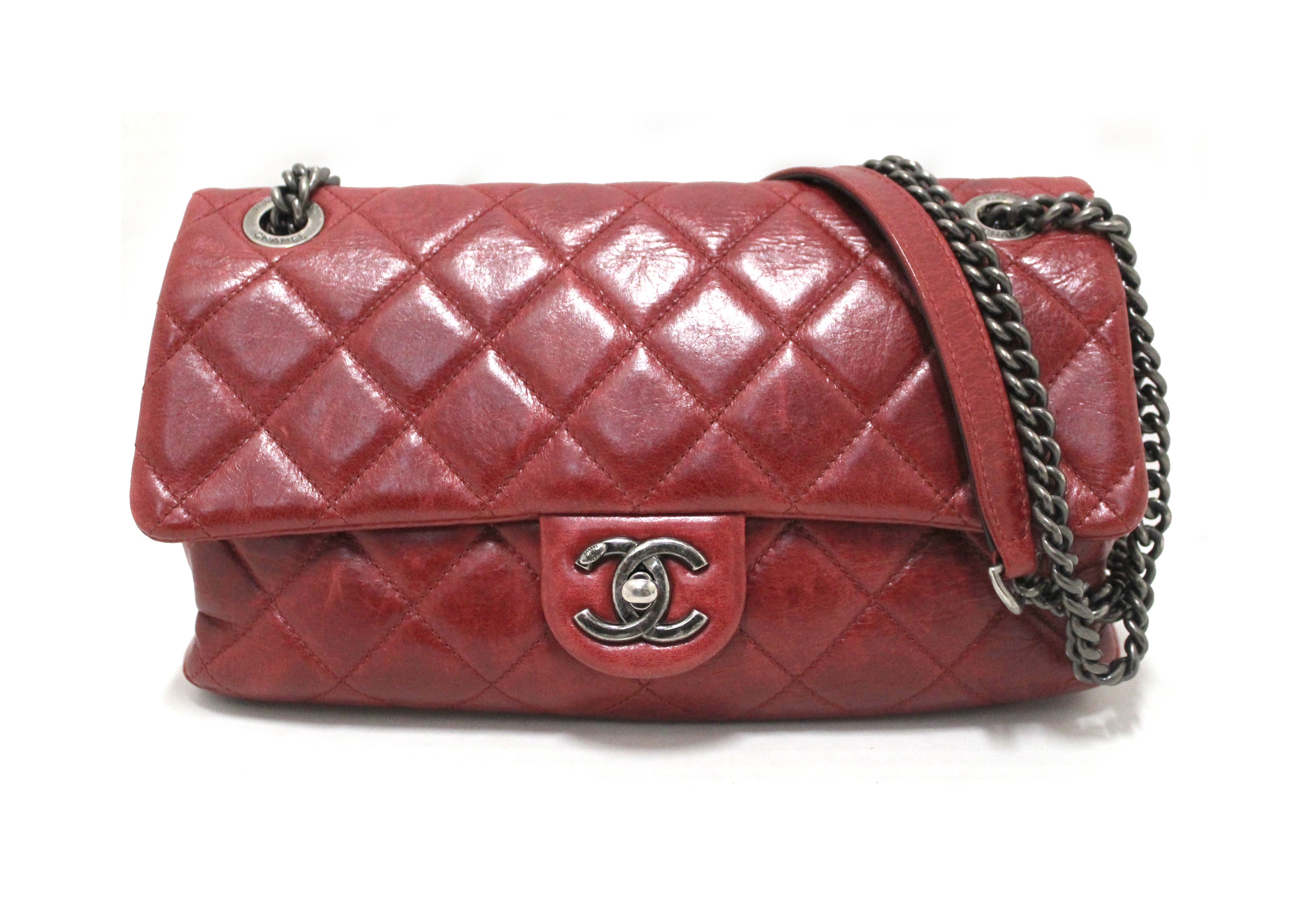 Chanel vintage flap red big CC gold – A Piece Lux