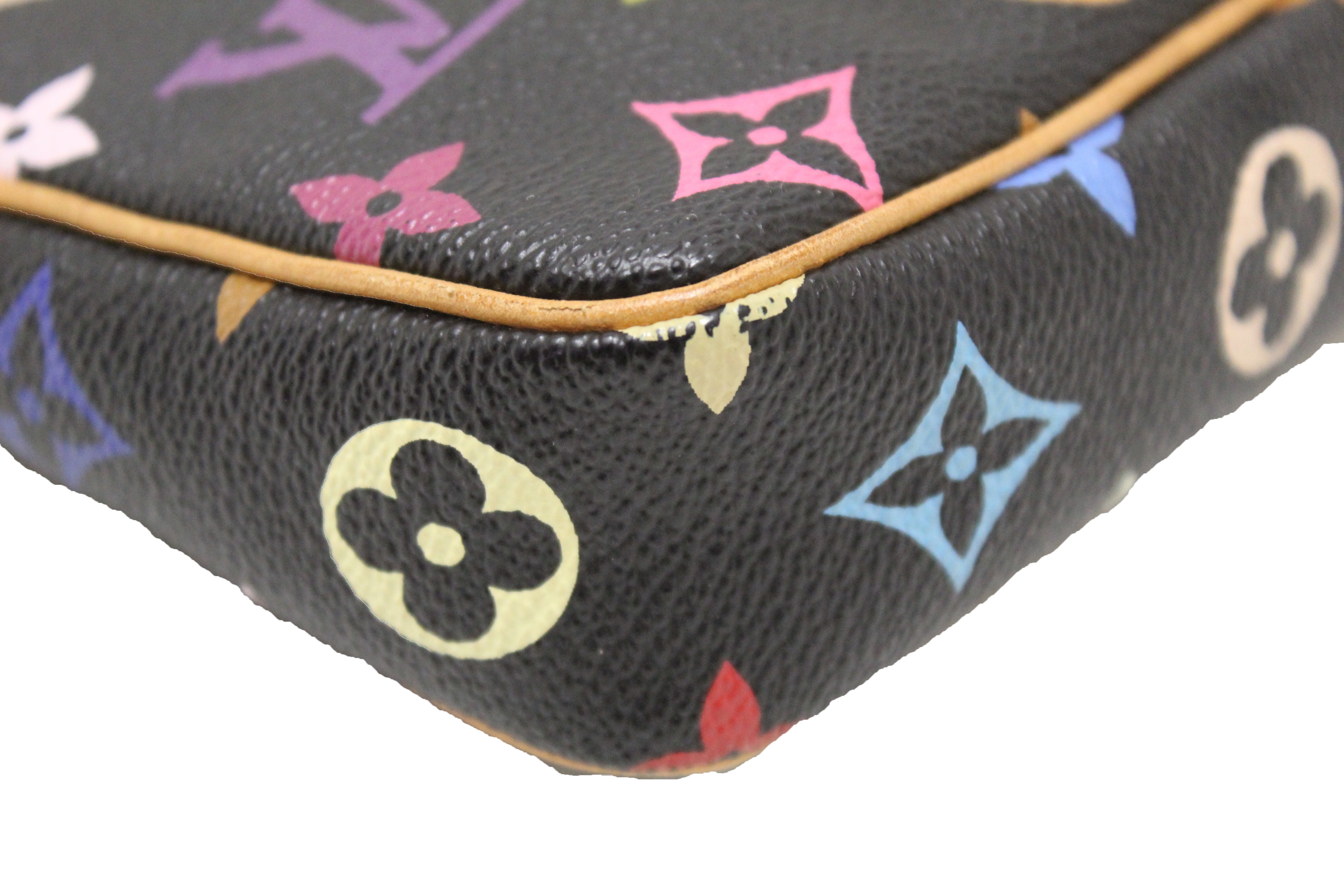 Authentic Louis Vuitton Black Multicolor Pochette Accessories Handbag