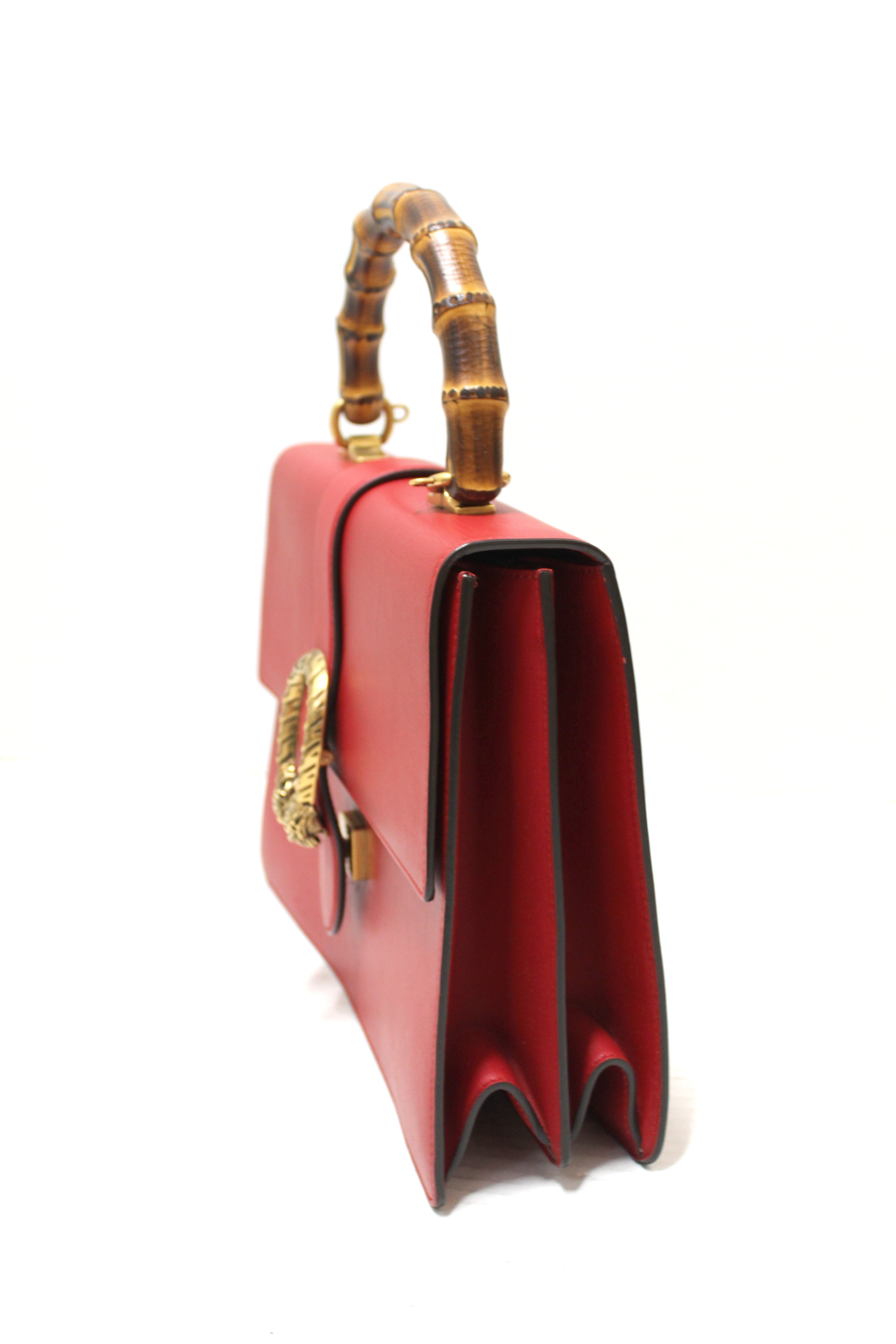 GUCCI Dionysus Large Bamboo Top Handle Bag Red $3950