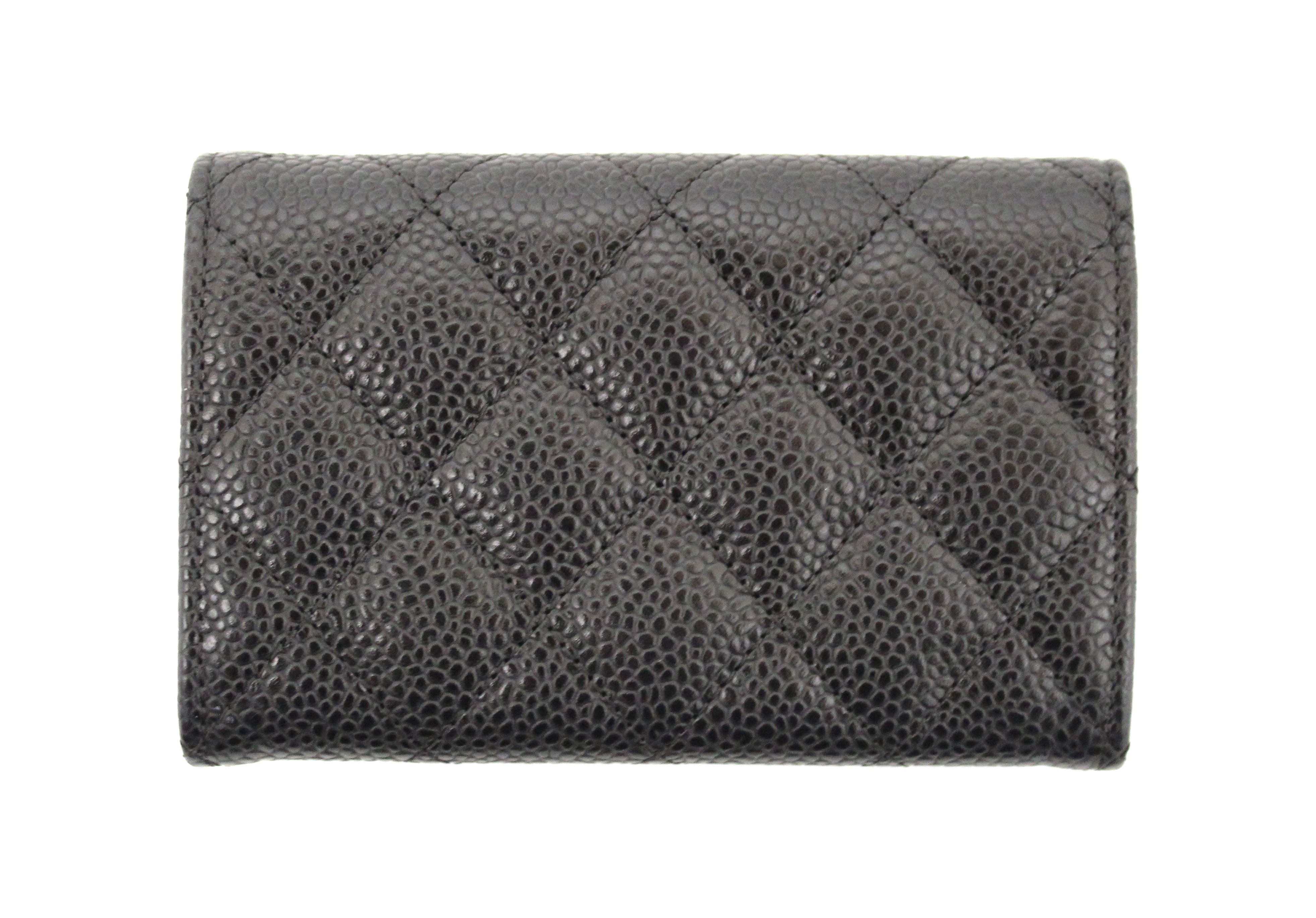 Authentic Chanel Black Caviar Quilted Leather CC Flap Card Holder