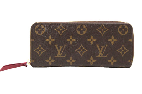 Authentic New Louis Vuitton Classic Monogram Fuchsia Clemence Wallet