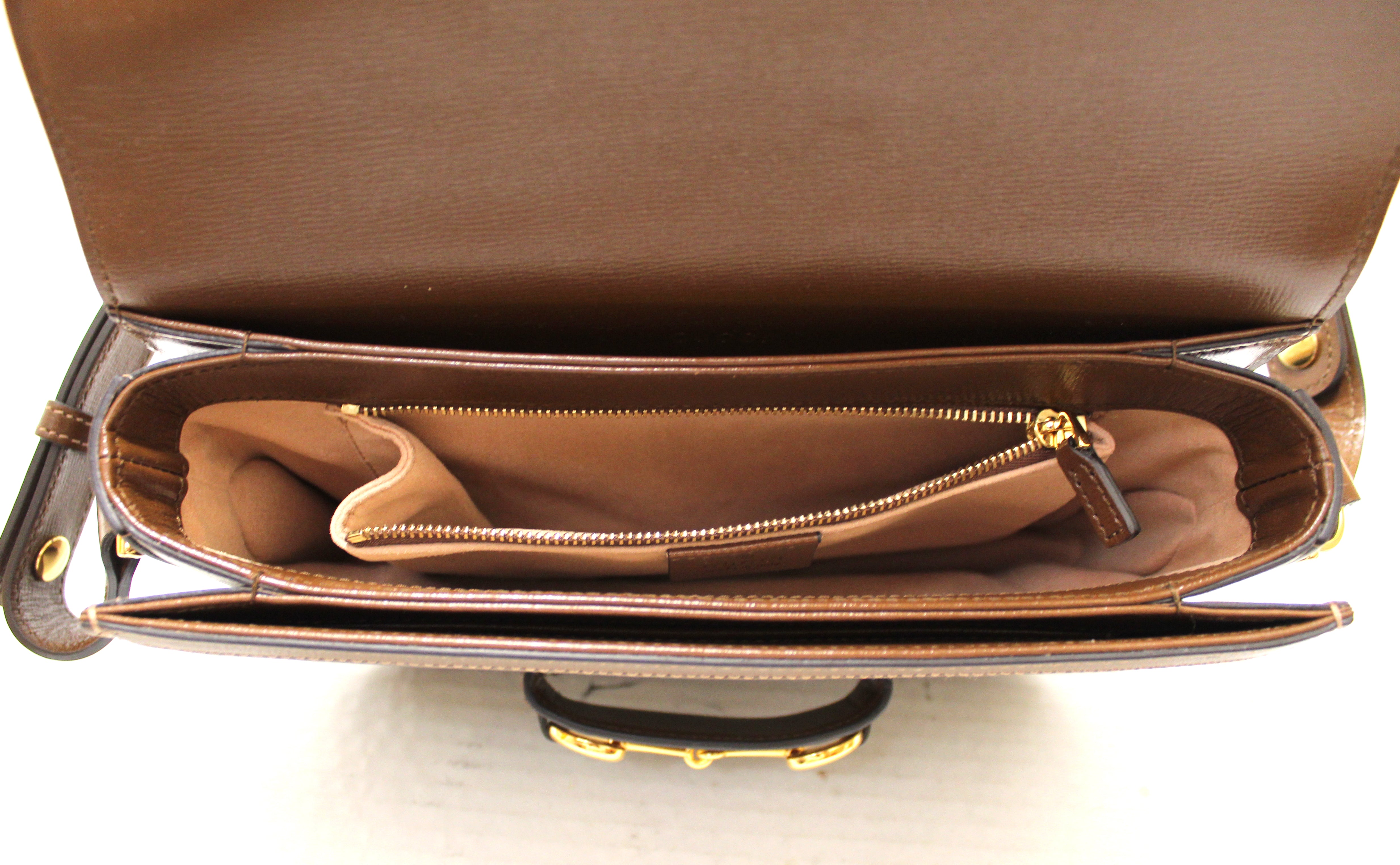 Authentic New Gucci Brown Classic Supreme Canvas Horsebit 1955 Shoulder Bag 602204