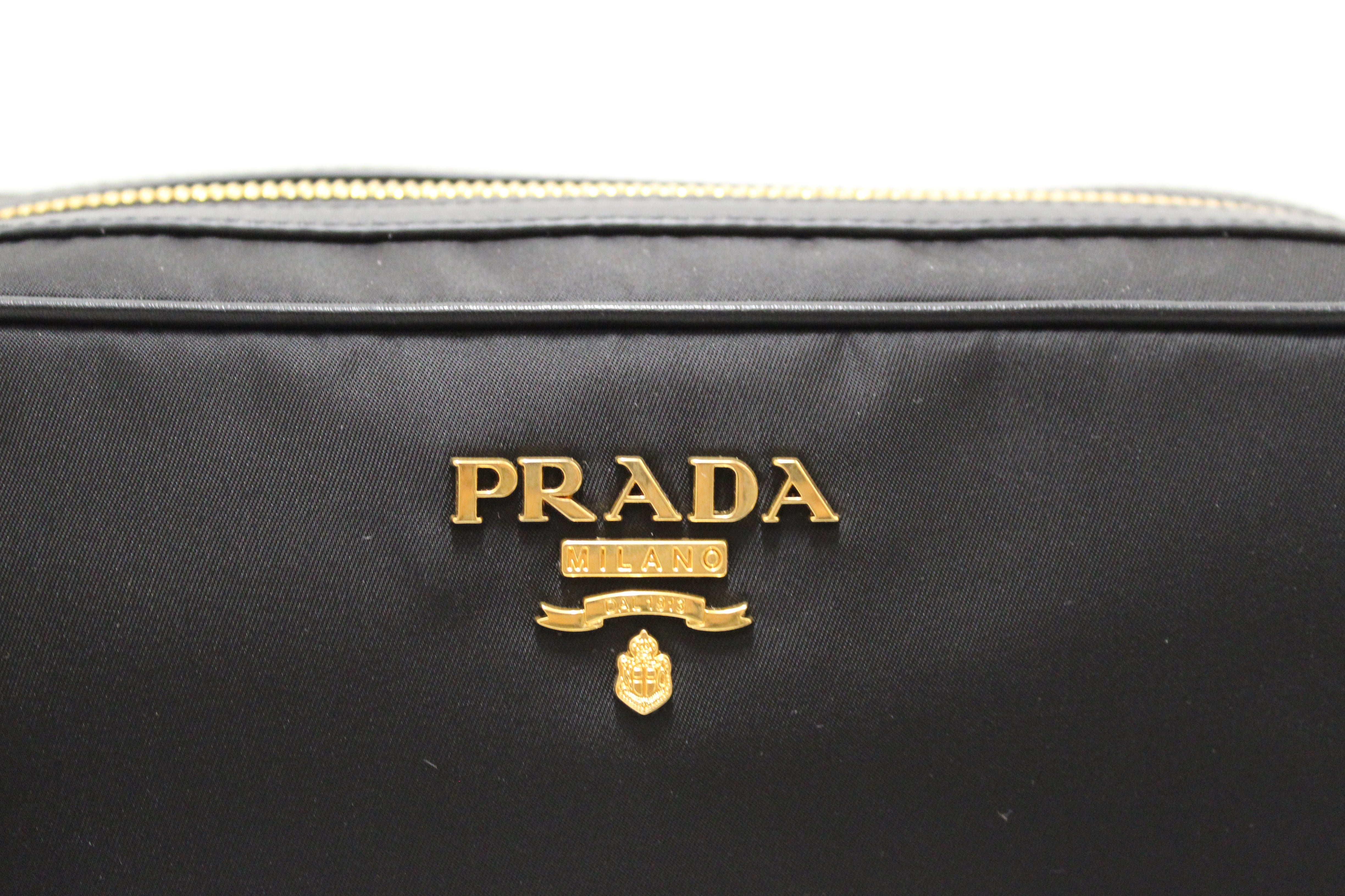 Authentic New Prada Black Tessuto Nylon Bandoliera Messenger Bag 1BH089