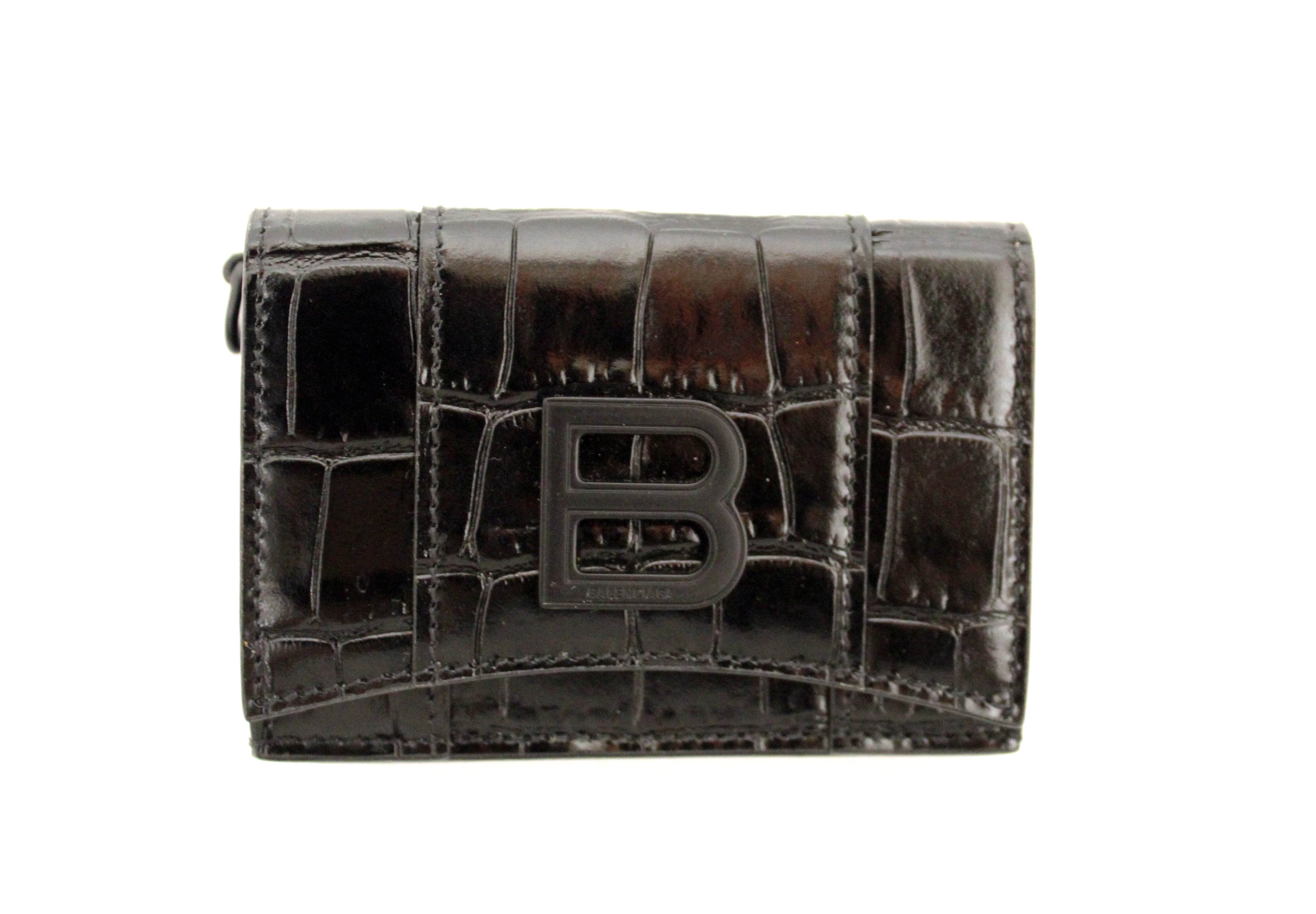 Authentic Balenciaga Black Hourglass Mini Wallet on Chain