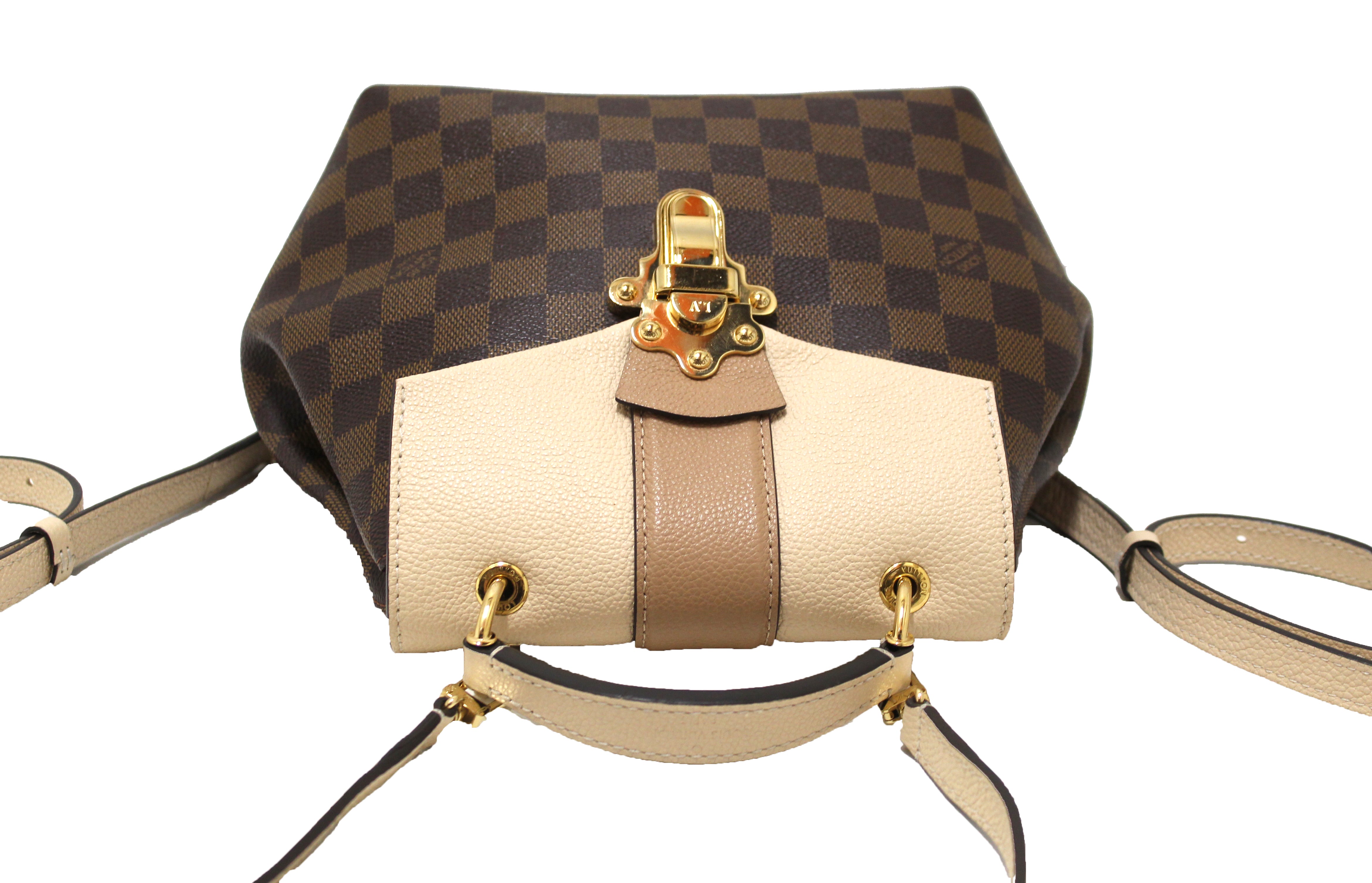 Authentic Louis Vuitton Damier Ebene Canvas/ Cream Leather Clapton Backpack Authentic Louis Vuitton Damier Ebene Canvas/ Cream Leather Clapton Backpack