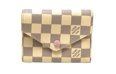 Authentic Louis Vuitton Damier Azur Rose Ballerine Pink Victorine Wallet