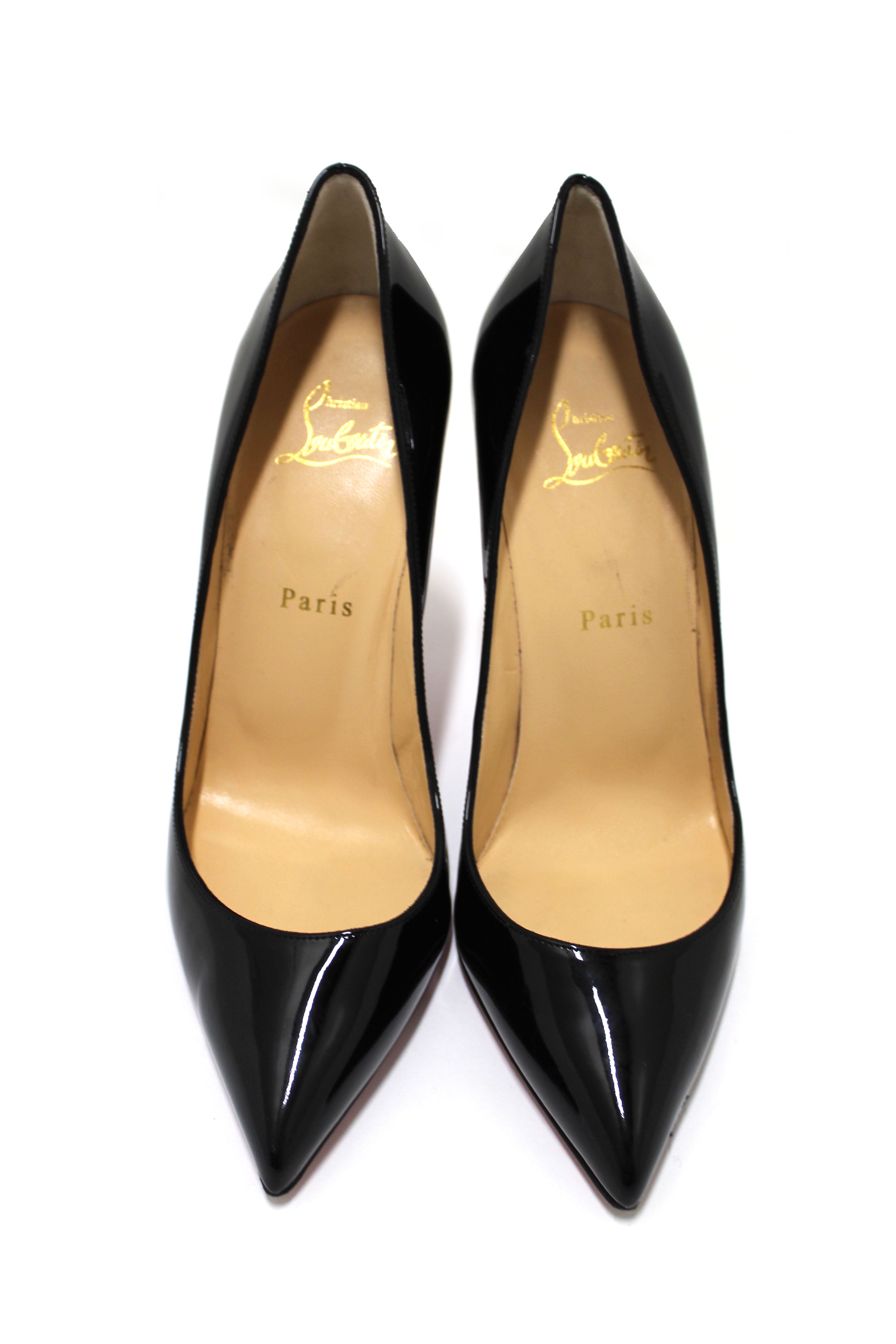 Authentic Christian Louboutin Black So Kate Patent Leather Pump Heels size 38