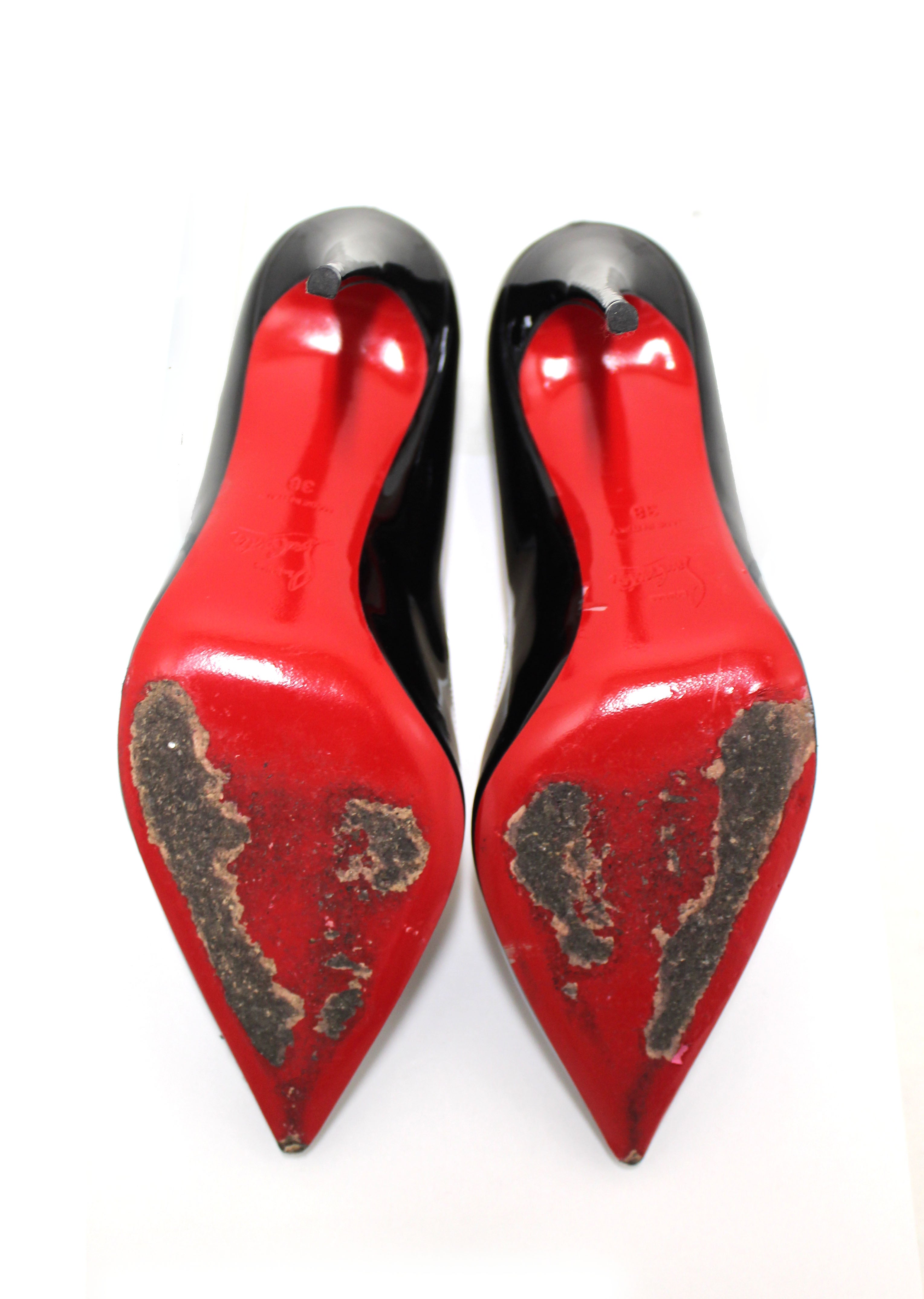 Authentic Christian Louboutin Declic Black Leather High Heels Pumps Shoes  37.5