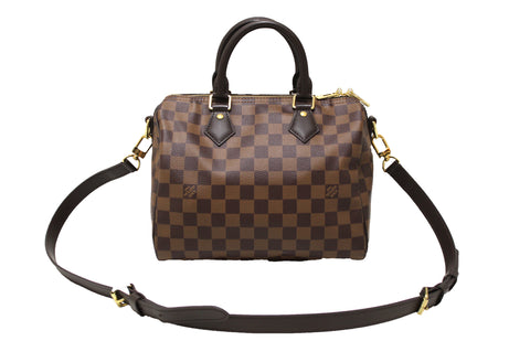 Authentic Louis Vuitton Damier Ebene Speedy 25 Bandouliere Bag