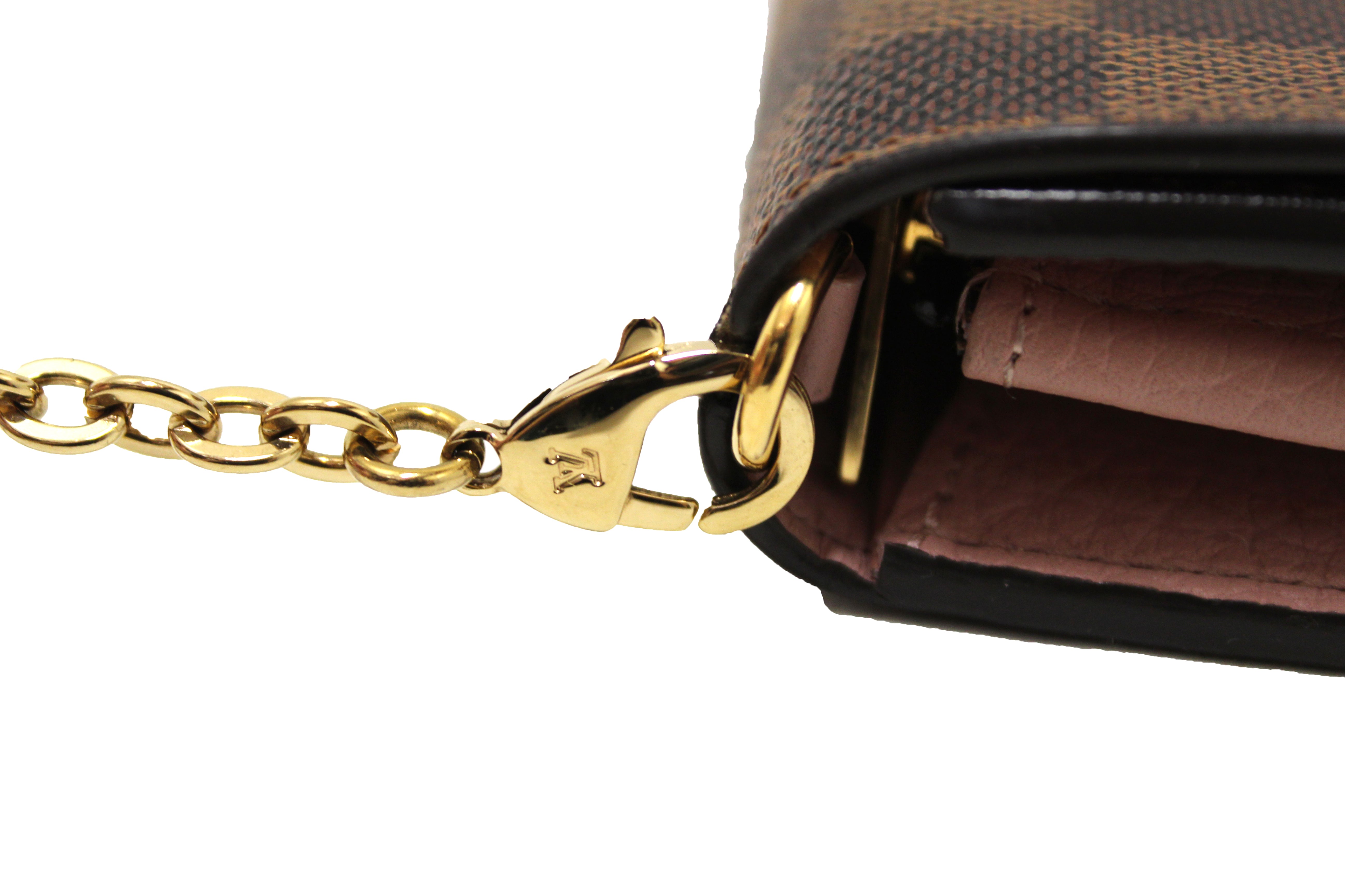 Louis Vuitton Damier Ebene Croisette Chain Wallet - Brown