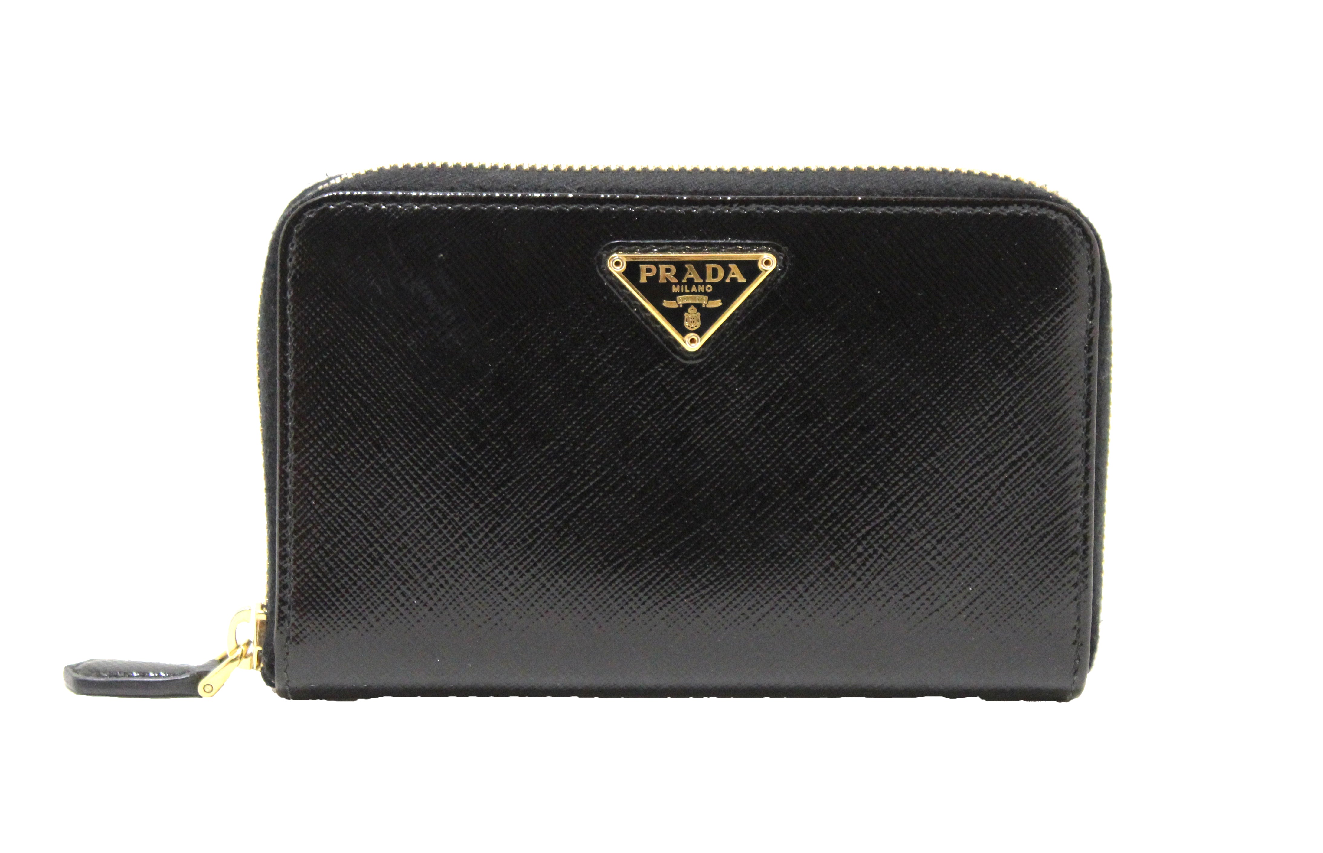 Prada Saffiano Leather Bar-flap French Wallet In Black