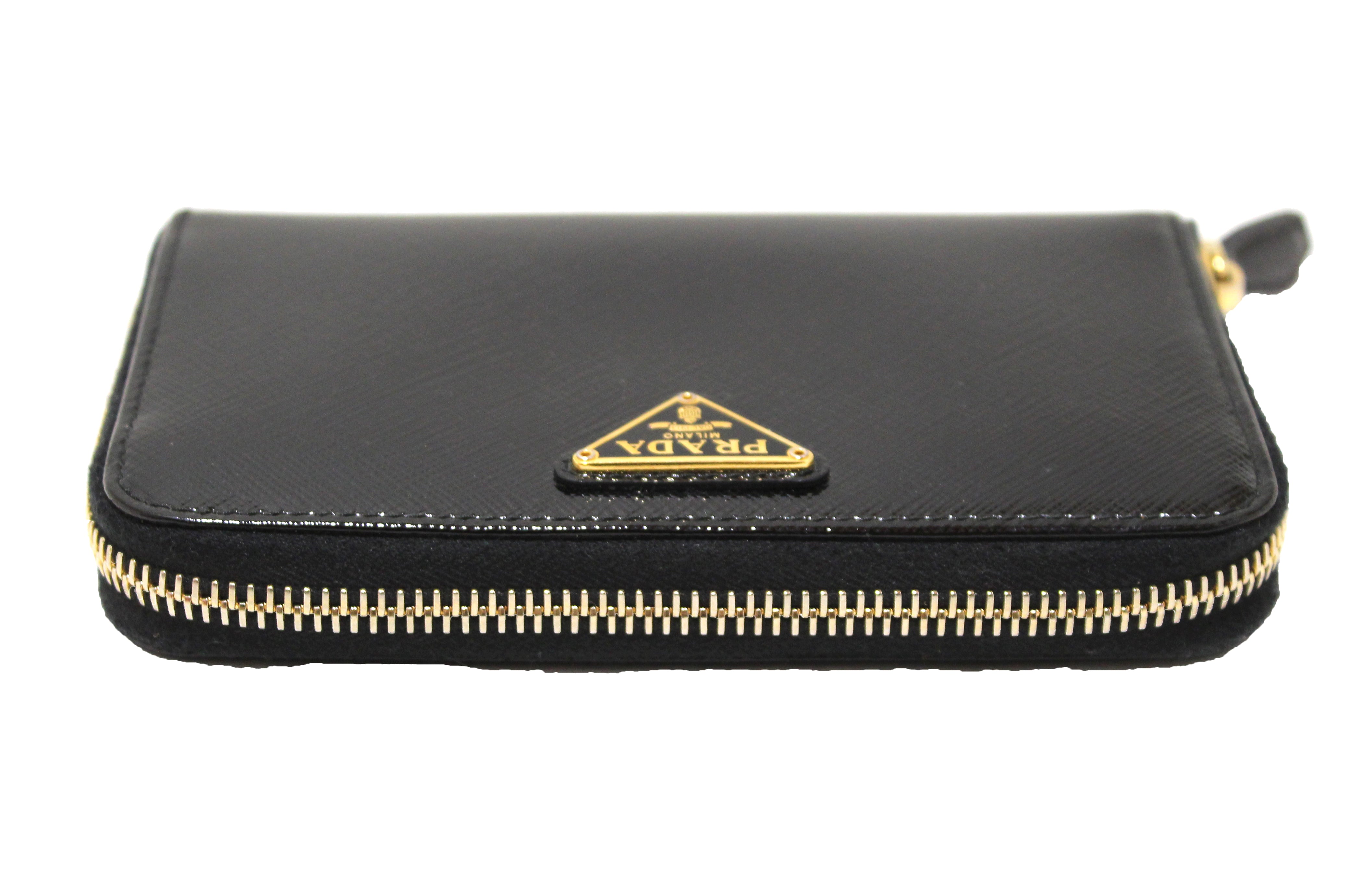 Prada Black Saffiano Bow Zip Around Wallet QNA1923RKB005