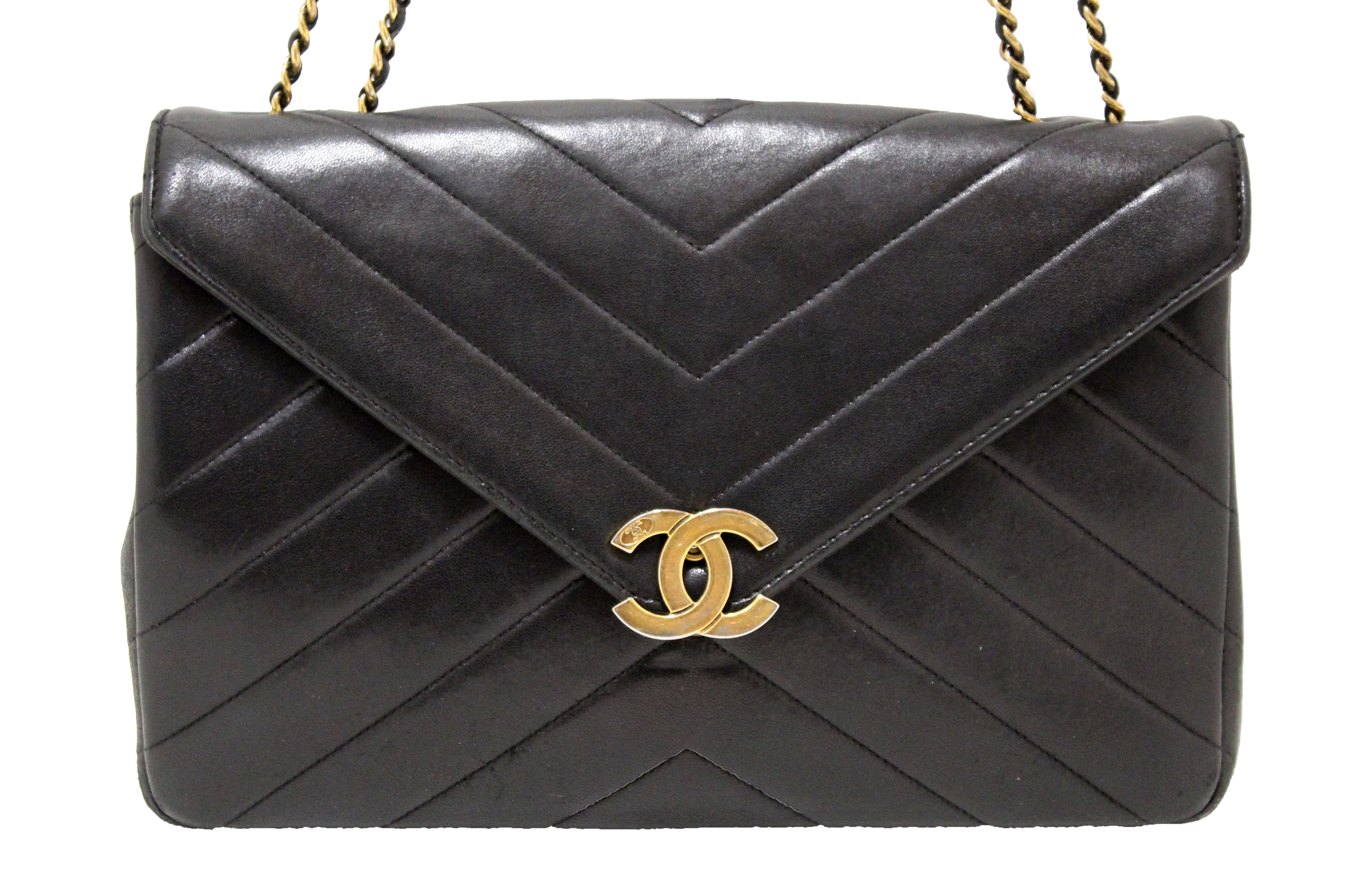 CHANEL Lambskin Reverse Chevron Quilted Mini Round Top Handle Flap Red  1288985