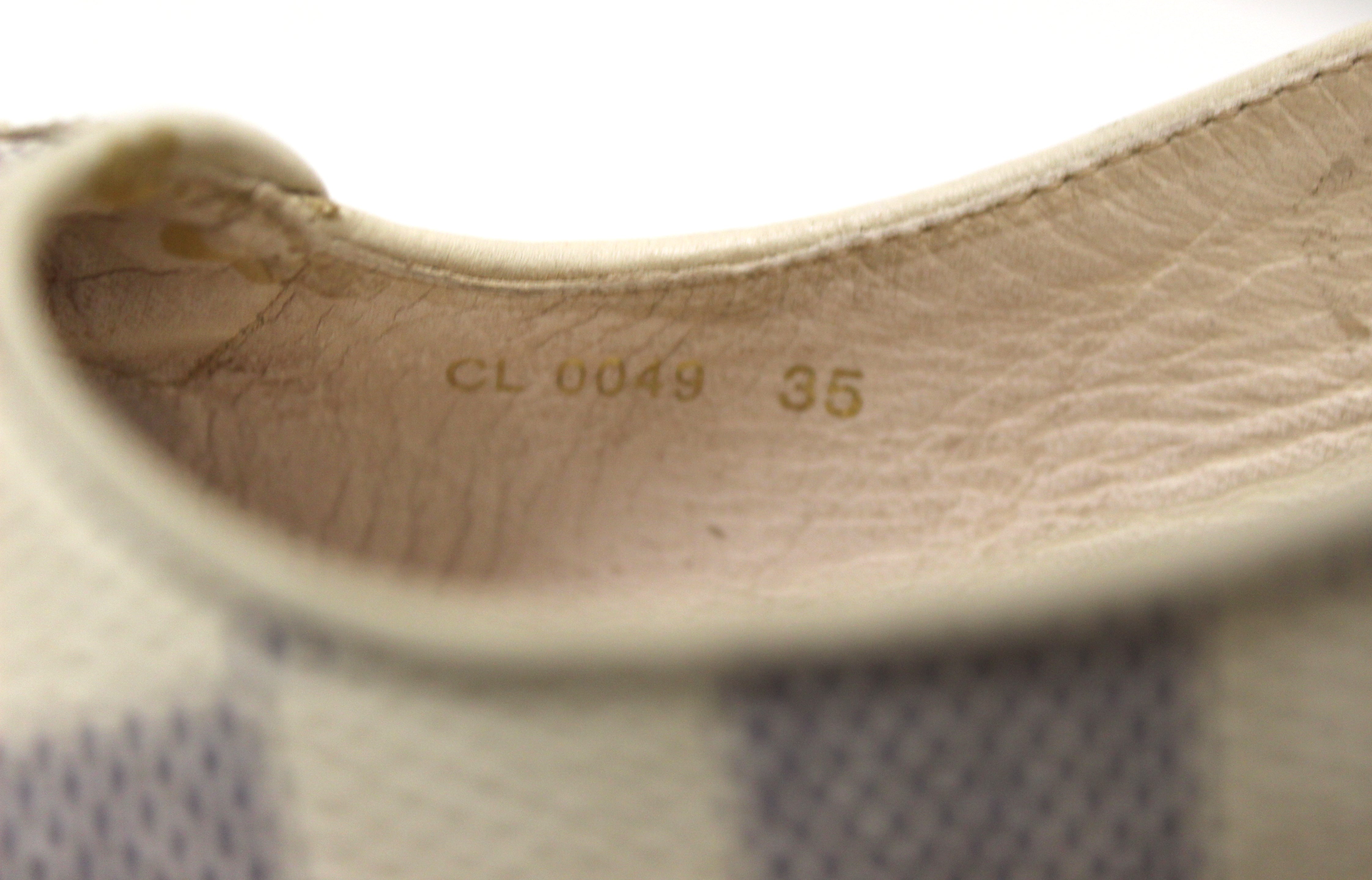 Louis Vuitton White Damier Azur Canvas Espadrille Platform Wedge Sandals  Size 38 Louis Vuitton