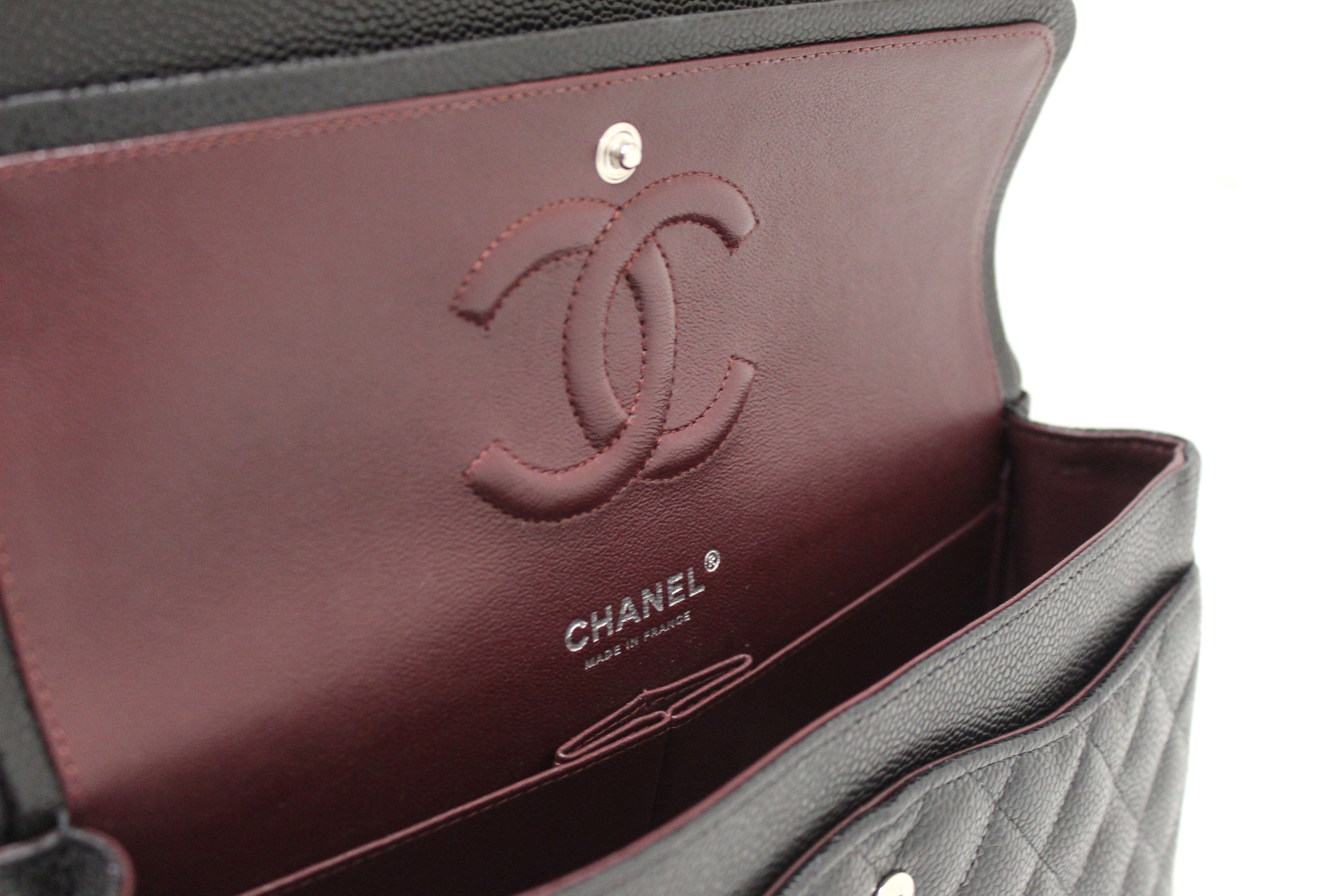 Authentic Chanel Classic Medium Light Pink Caviar Double Flap SHW