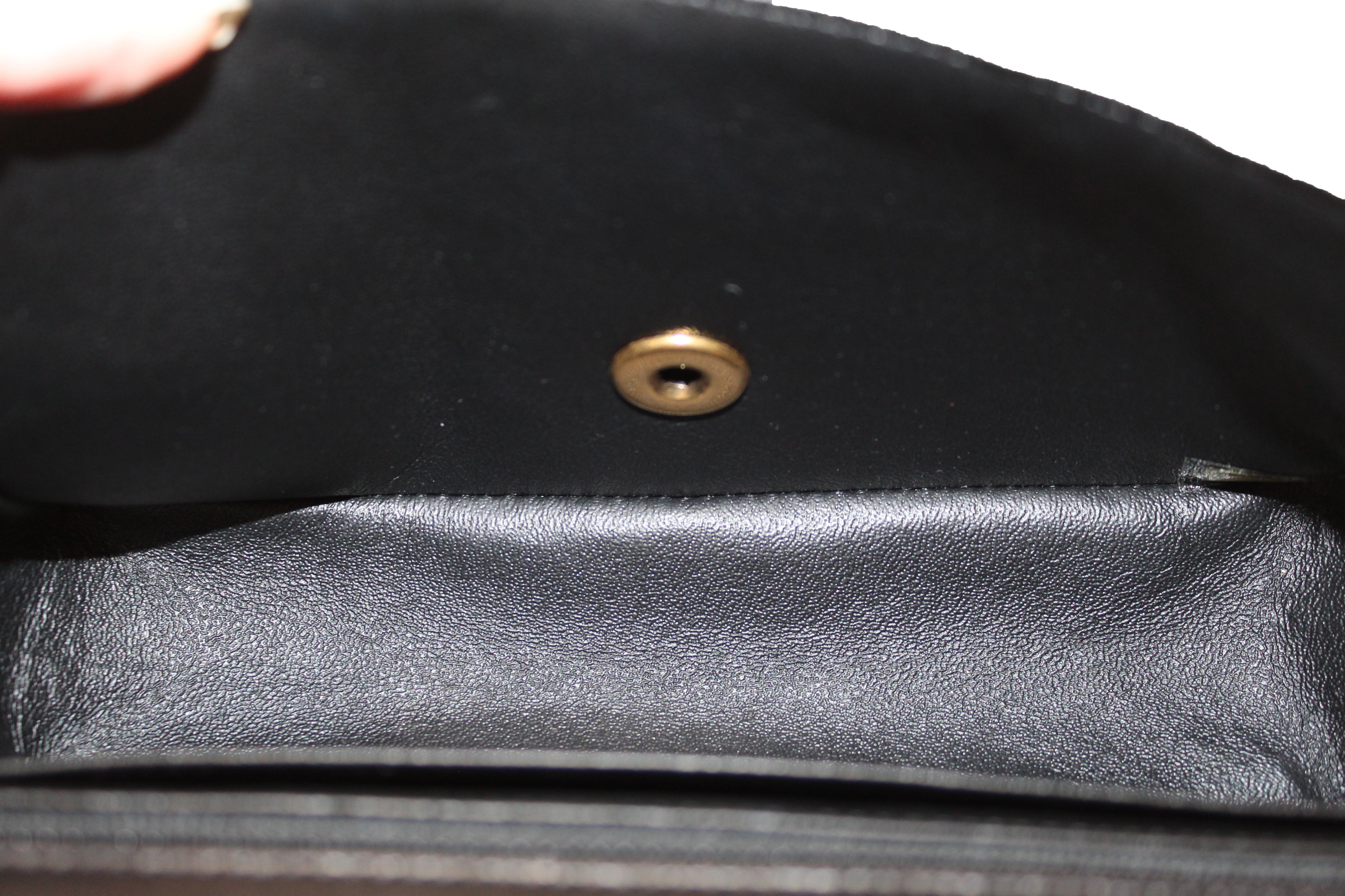 Authentic Chanel Black Chevron Lambskin Leather Classic Mini Rectangle Flap Crossbody Bag