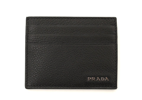 Authentic New Prada Black Calfskin PortaCarte Cardholder