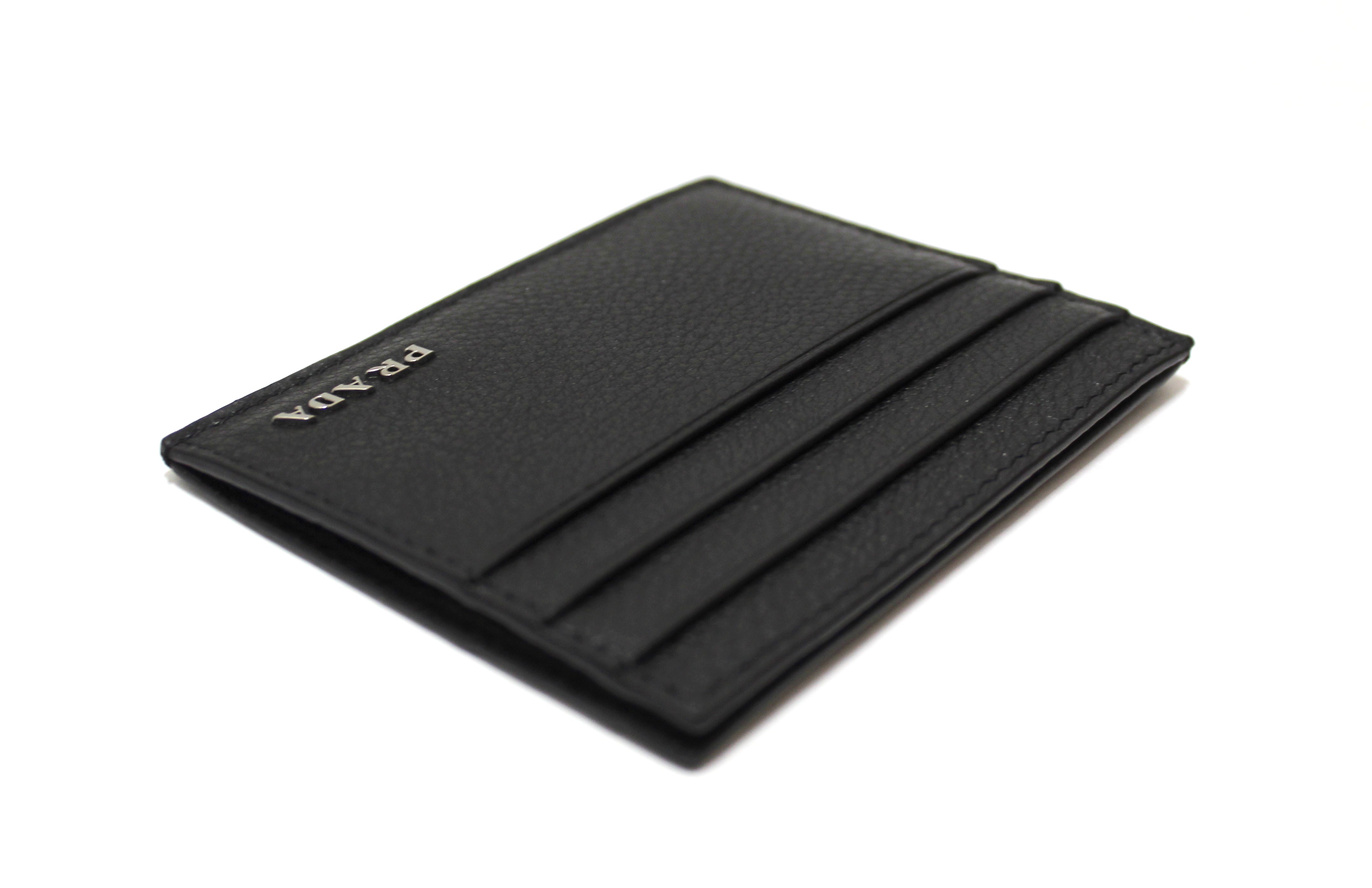Authentic New Prada Black Calfskin PortaCarte Cardholder
