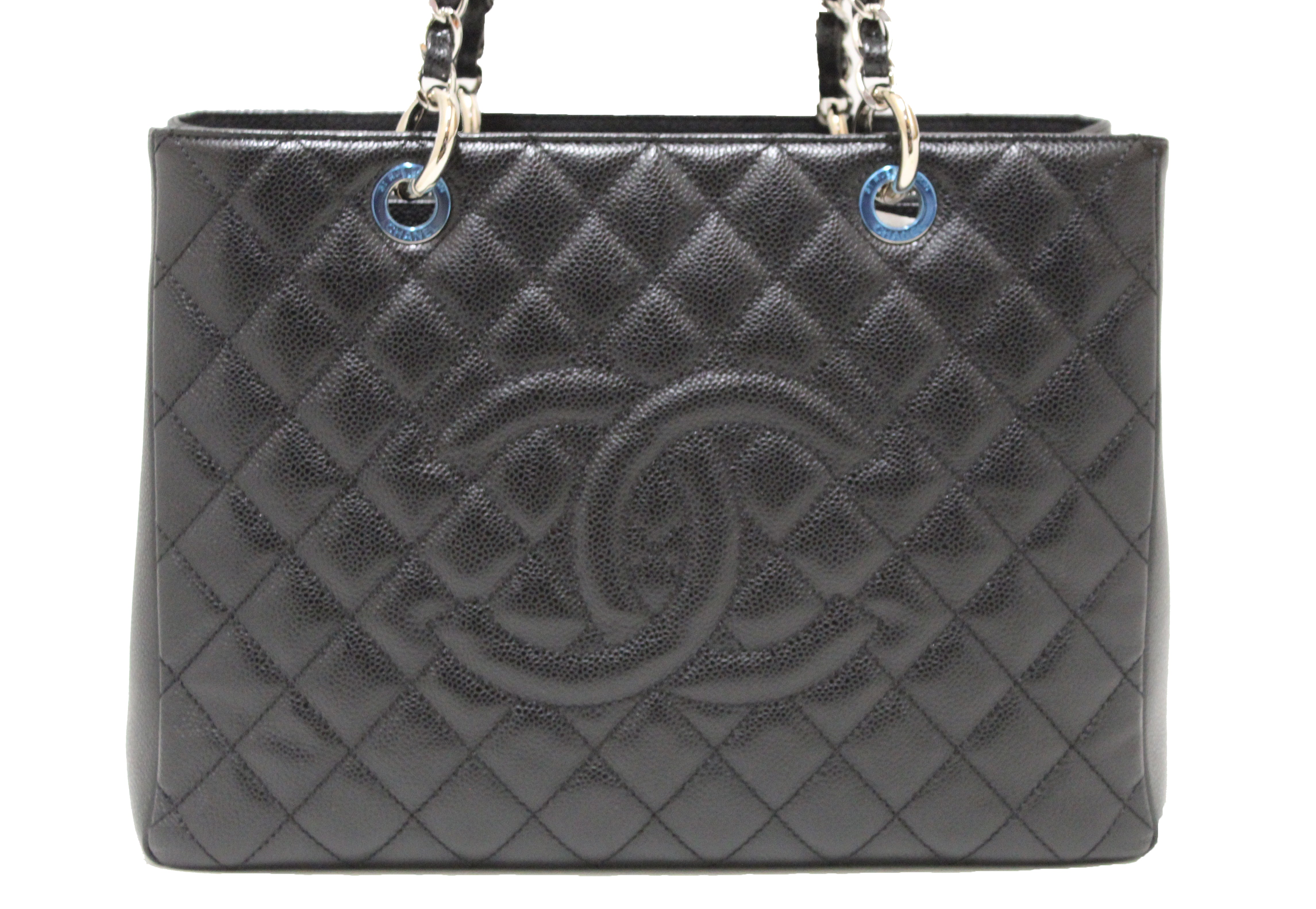 Authentic New Chanel Black Caviar Leather GST Grand Shopping Tote