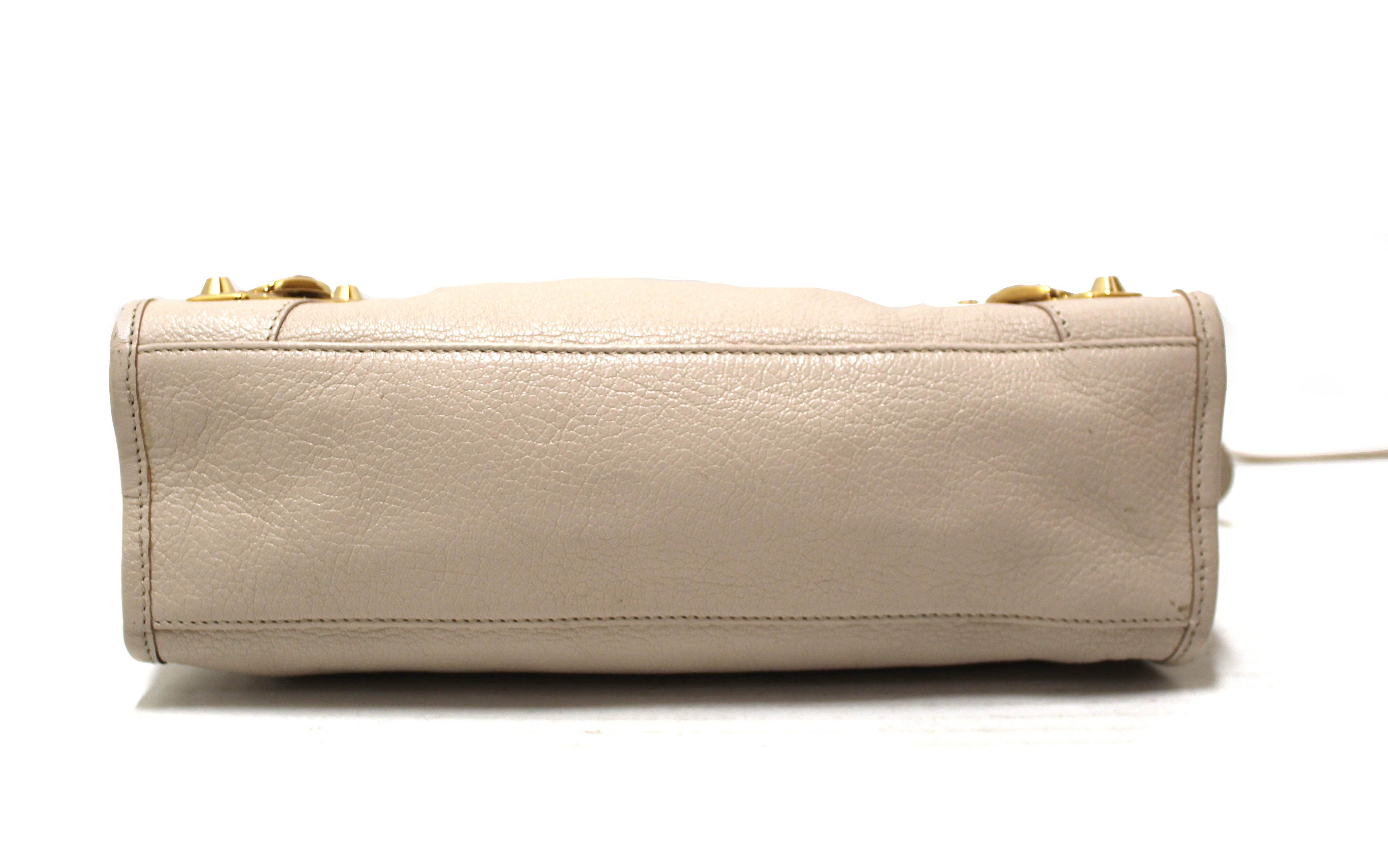 Authentic Balenciaga Ivory Classic City Small Lambskin Leather Shoulder Bag