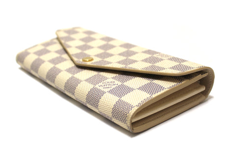 Authentic Louis Vuitton Damier Azur Canvas Sarah Long Wallet