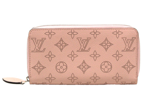 Authentic Louis Vuitton Pink Mahina Leather Zippy Wallet