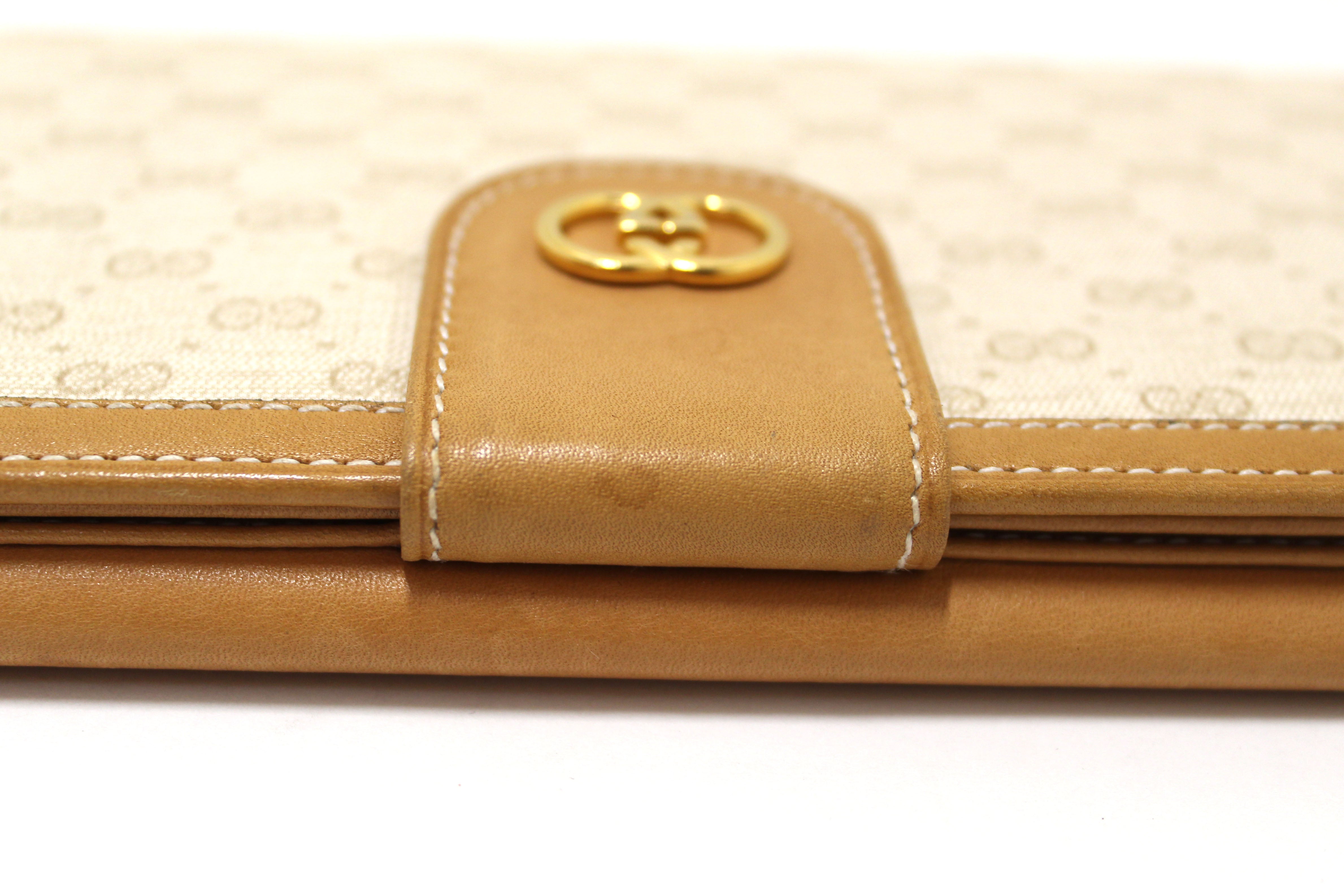 Authentic Gucci Vintage Beige Microguccissima Long Wallet