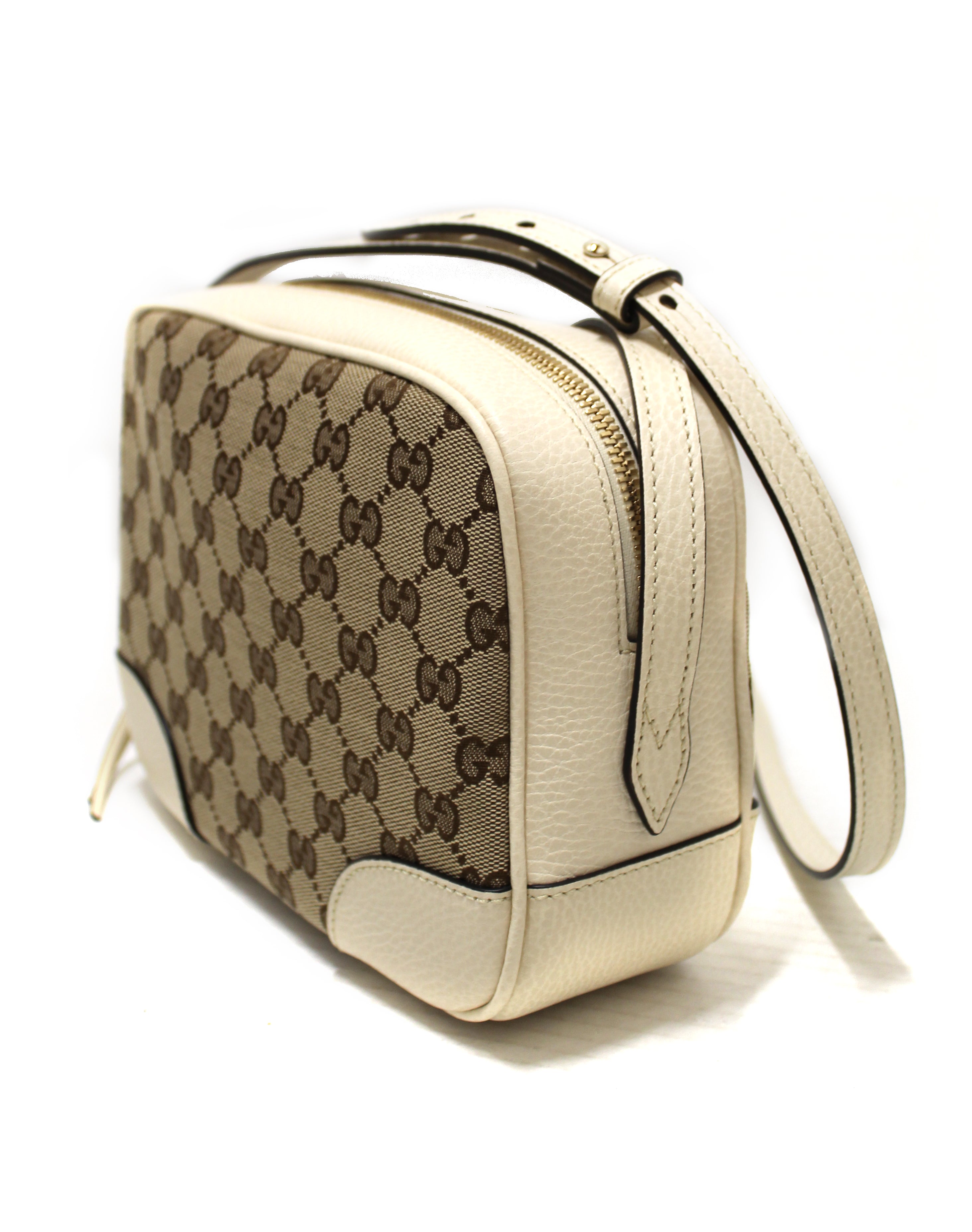 Authentic New Gucci White Signature GG Bree Crossbody Bag