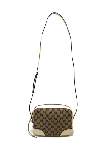 Authentic New Gucci White Signature Canvas GG Bree Crossbody Bag 449413