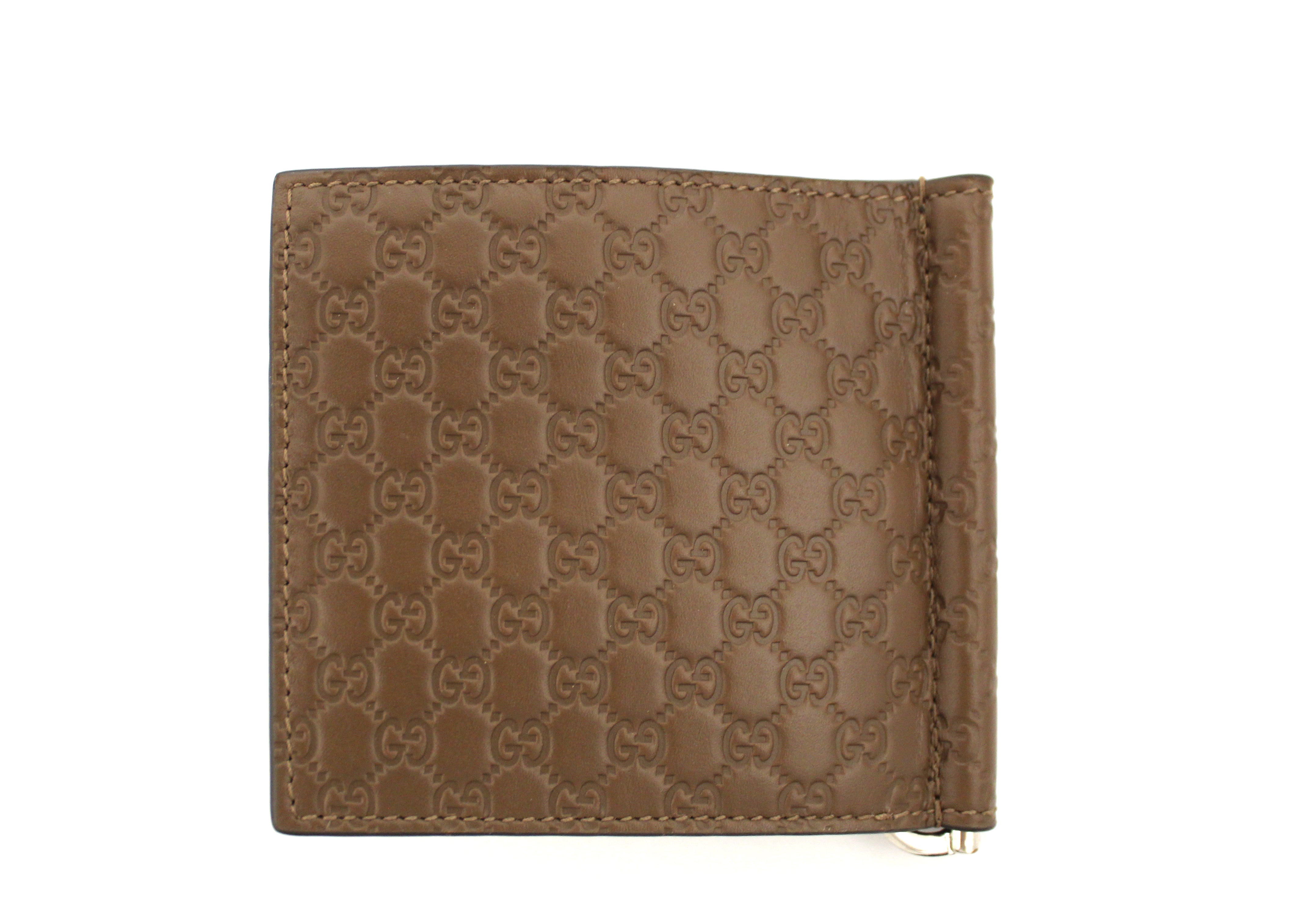 Authentic New Gucci Brown Microguccissima Leather Money clip Bi-fold Men's Wallet 544478