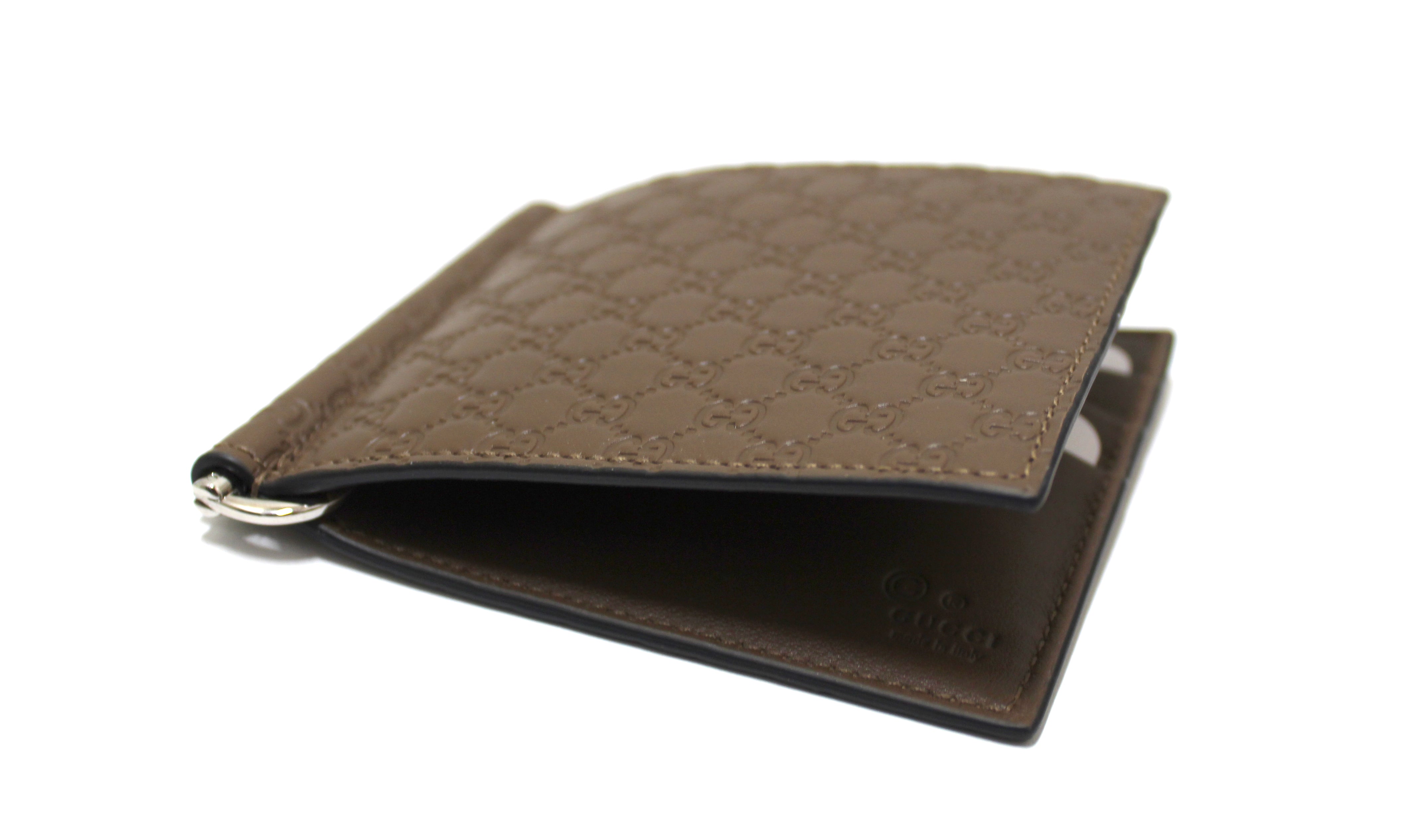 Authentic New Gucci Brown Microguccissima Leather Money clip Bi-fold Men's Wallet 544478