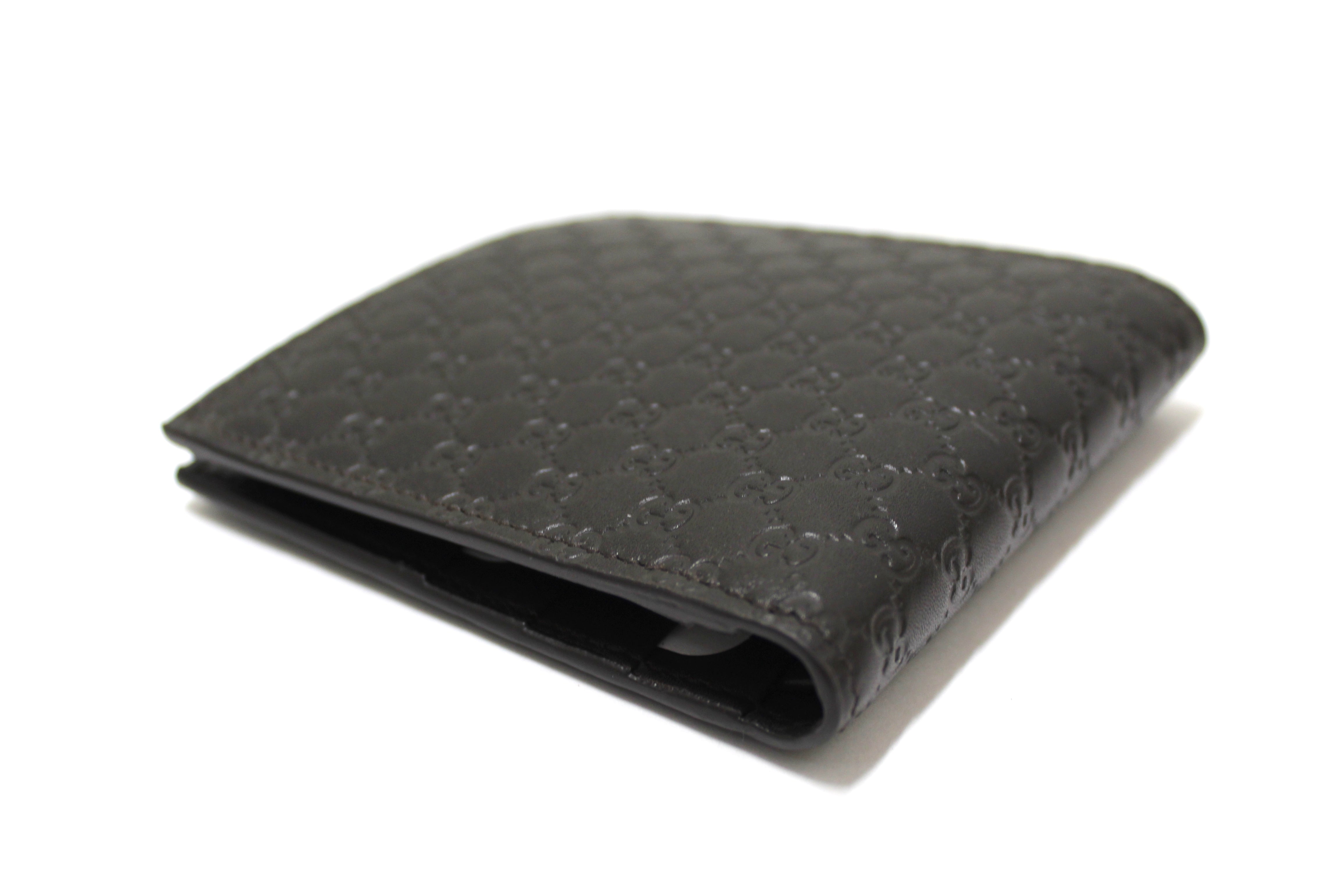 Authentic New Gucci Dark Brown Microguccissima Leather Square Bi-fold Men's Wallet 150413